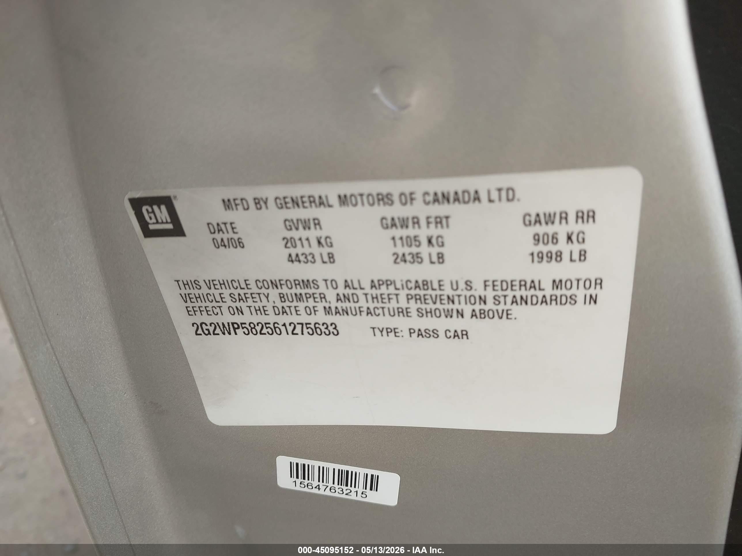 2006 Pontiac Grand Prix   Серебряный vin: 2G2WP582561275633