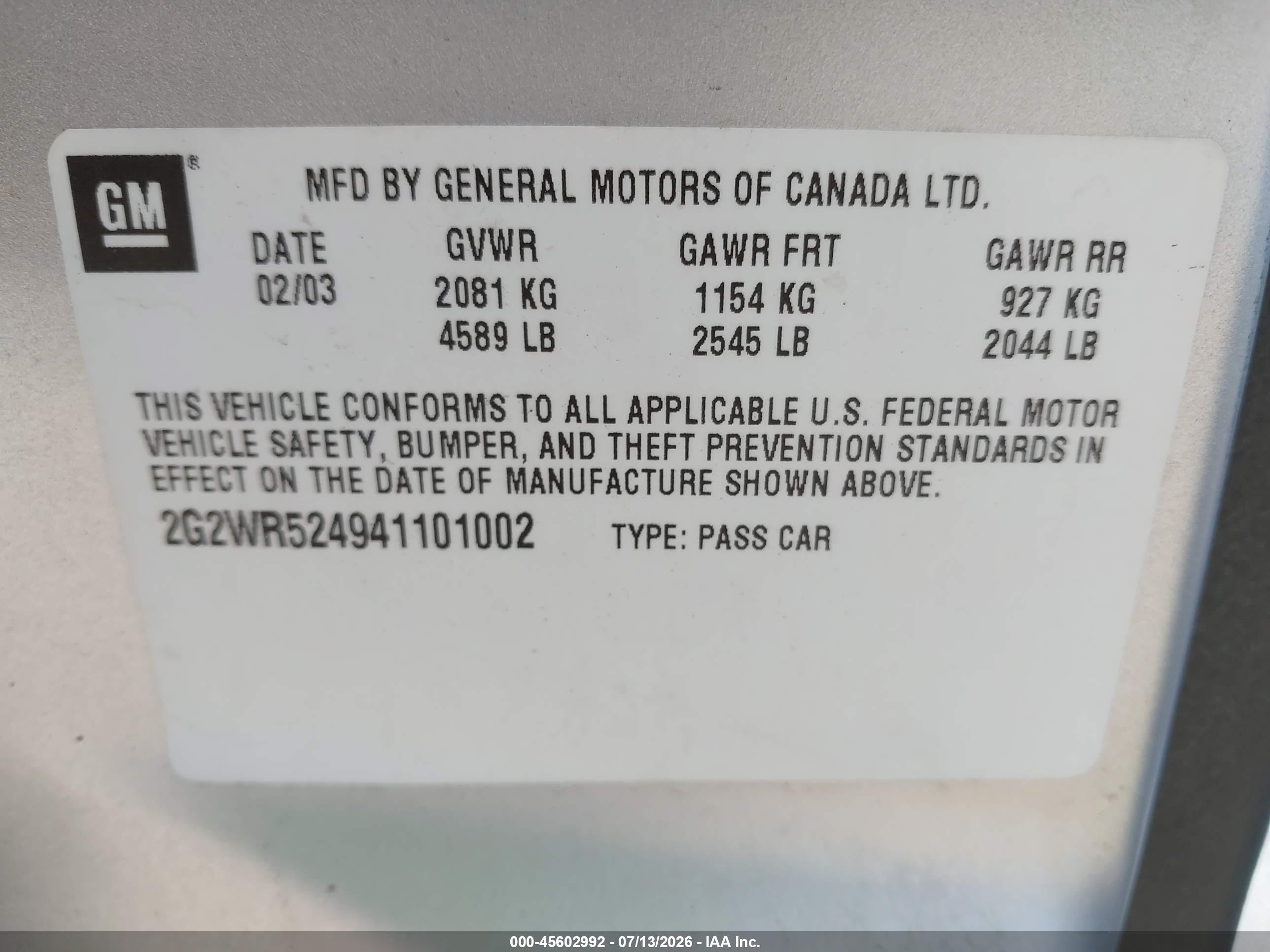 2004 Pontiac Grand Prix Gtp Silver vin: 2G2WR524941101002