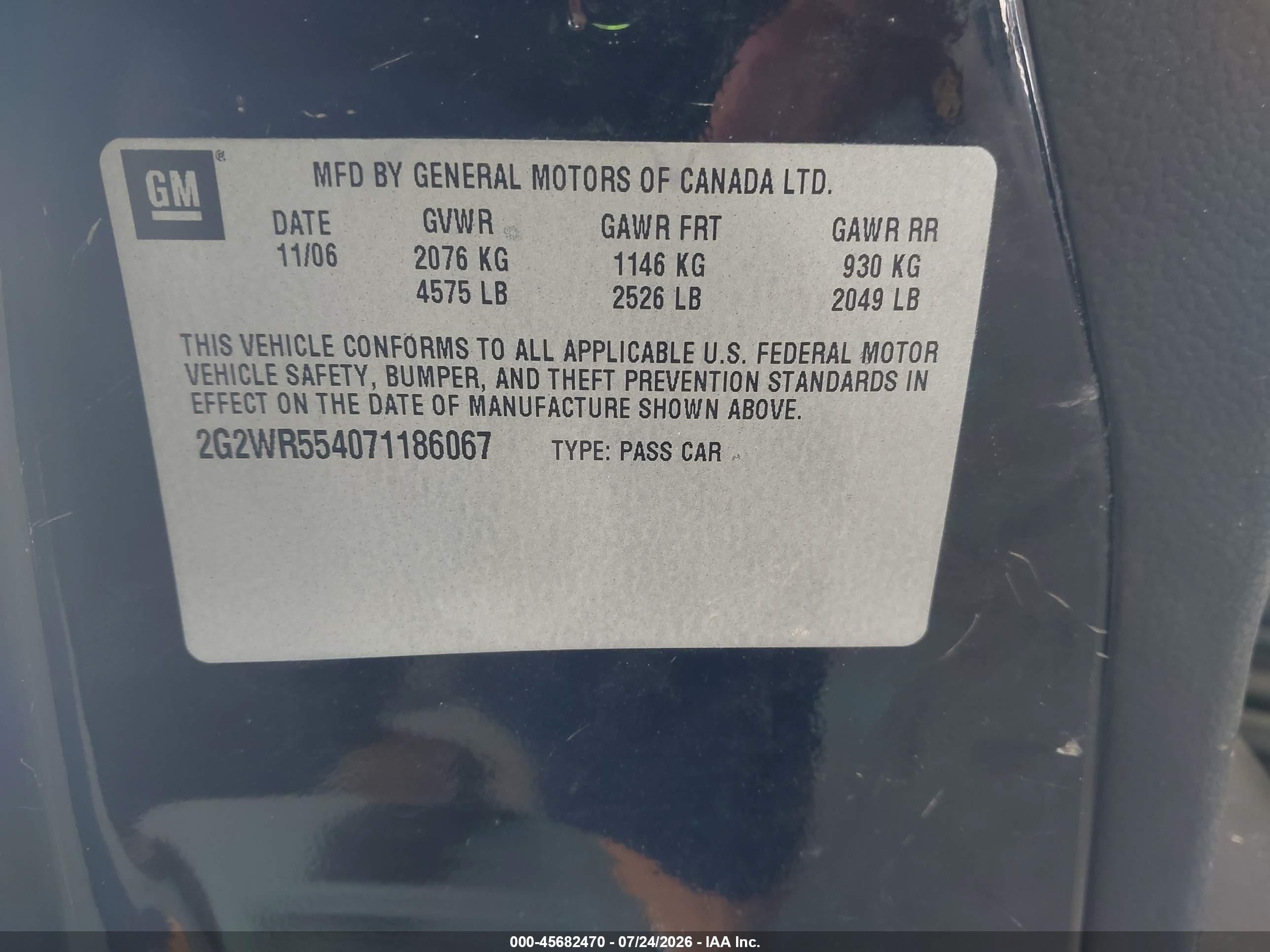 2007 Pontiac Grand Prix Gt Black vin: 2G2WR554071186067