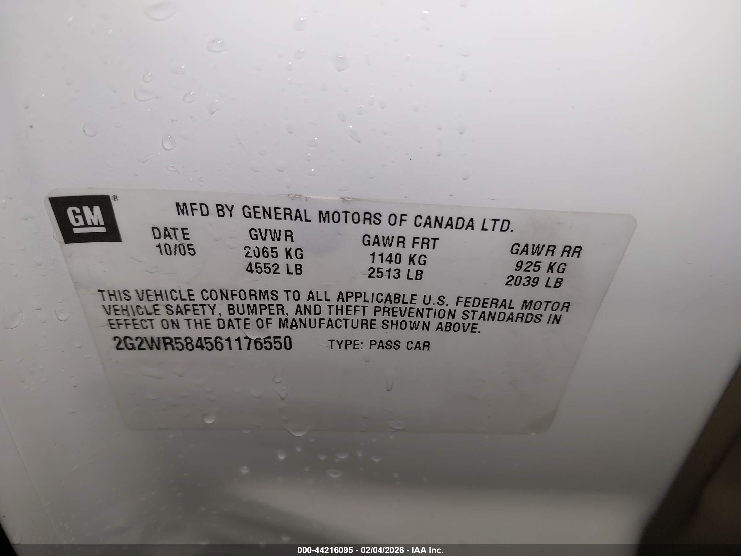 2006 Pontiac Grand Prix Gt White vin: 2G2WR584561176550