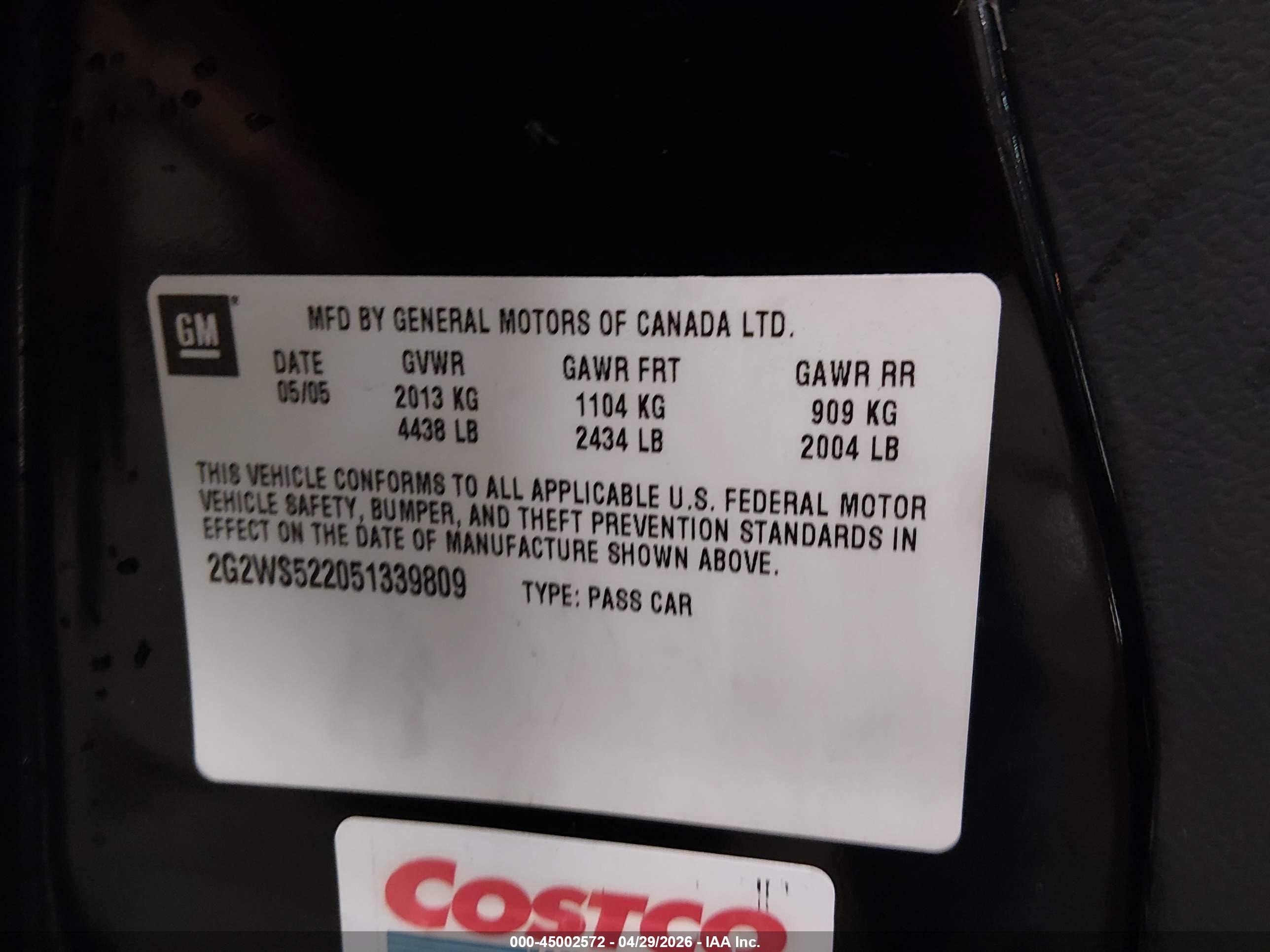 2005 Pontiac Grand Prix Gt Black vin: 2G2WS522051339809