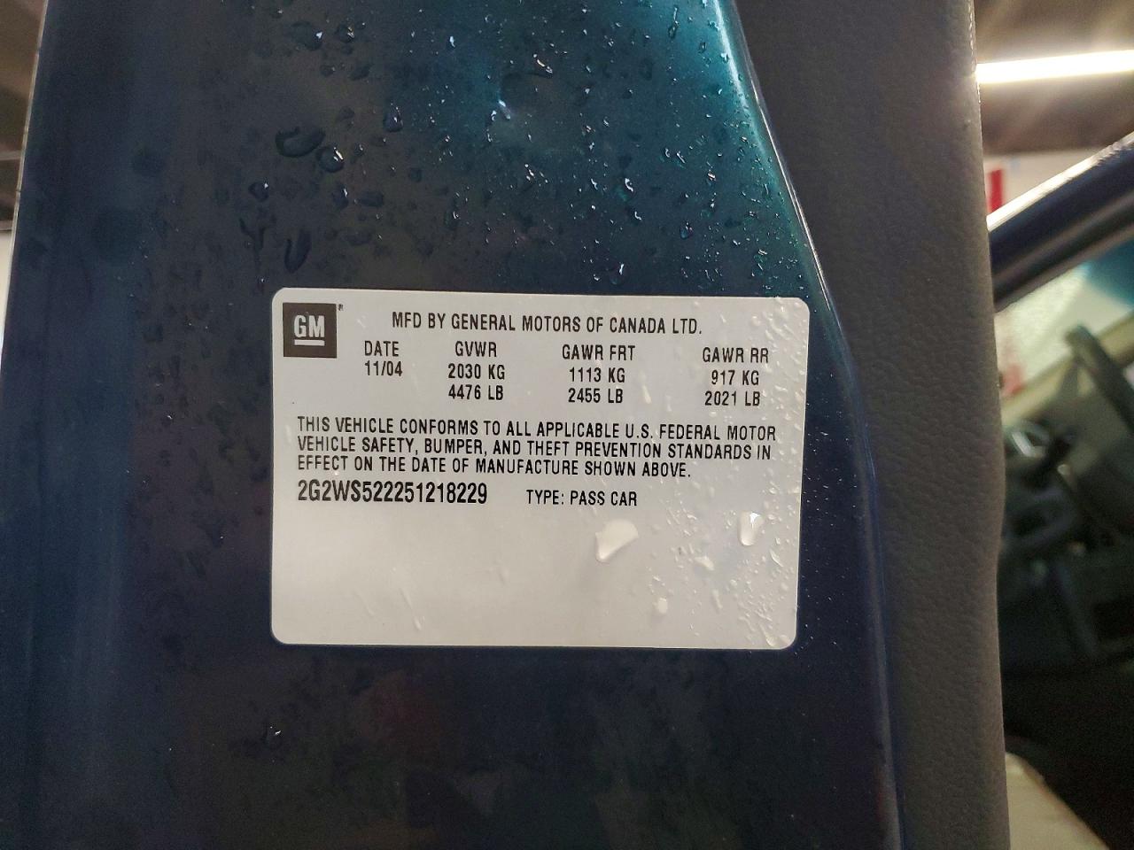 2005 Pontiac Grand Prix Gt Синий vin: 2G2WS522251218229