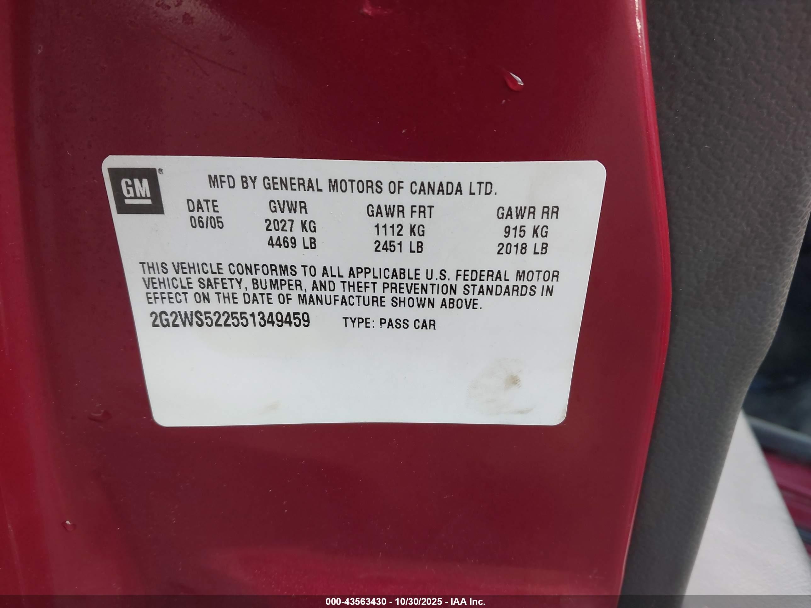 2005 Pontiac Grand Prix Gt Red vin: 2G2WS522551349459