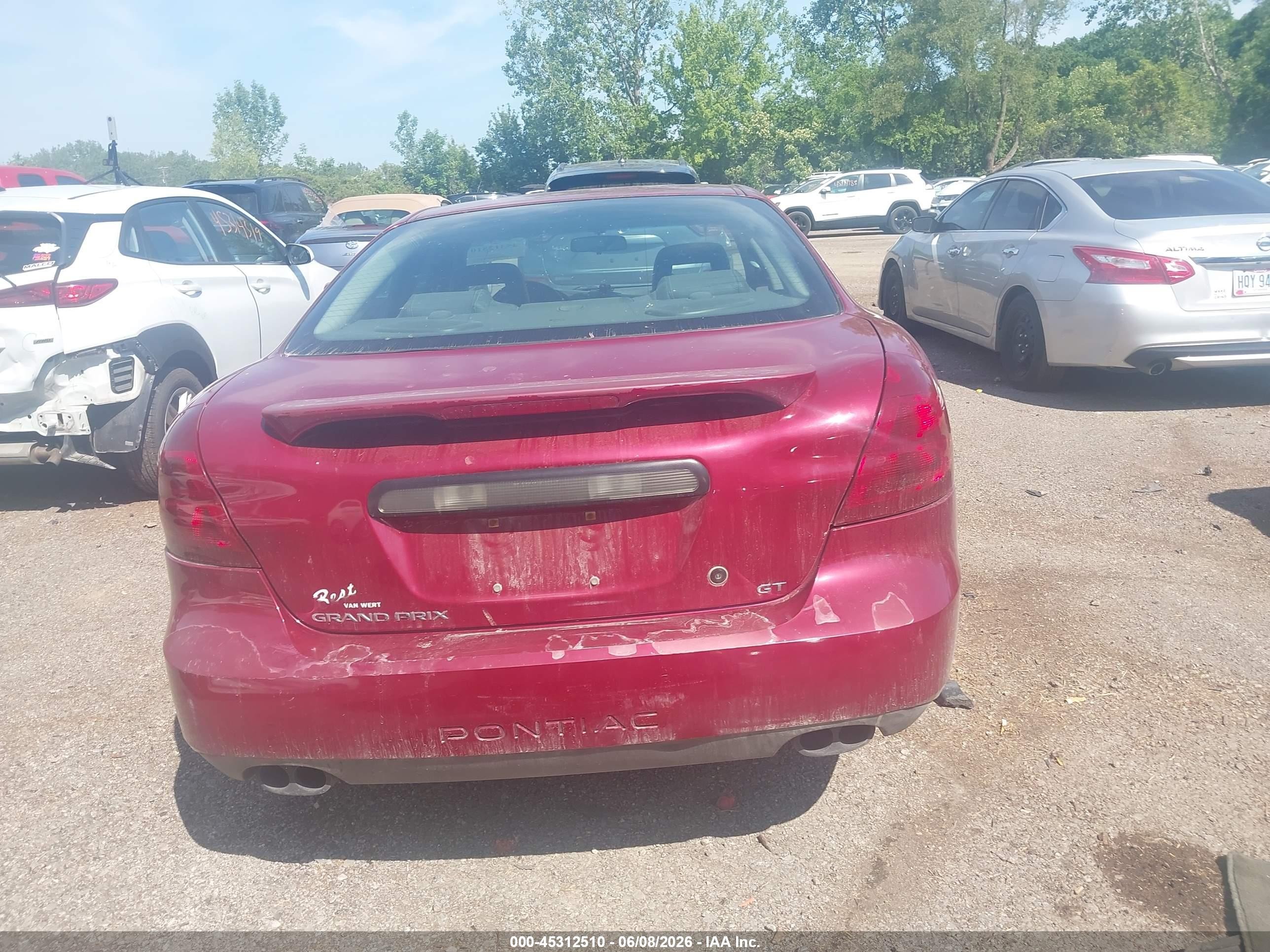 2004 Pontiac Grand Prix Gt2 Maroon vin: 2G2WS522841273041
