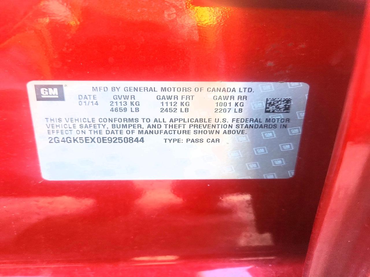 2014 Buick Regal Red vin: 2G4GK5EX0E9250844