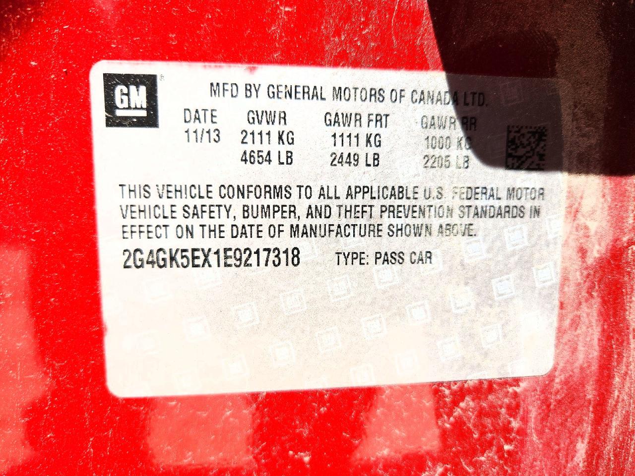 2014 Buick Regal Red vin: 2G4GK5EX1E9217318