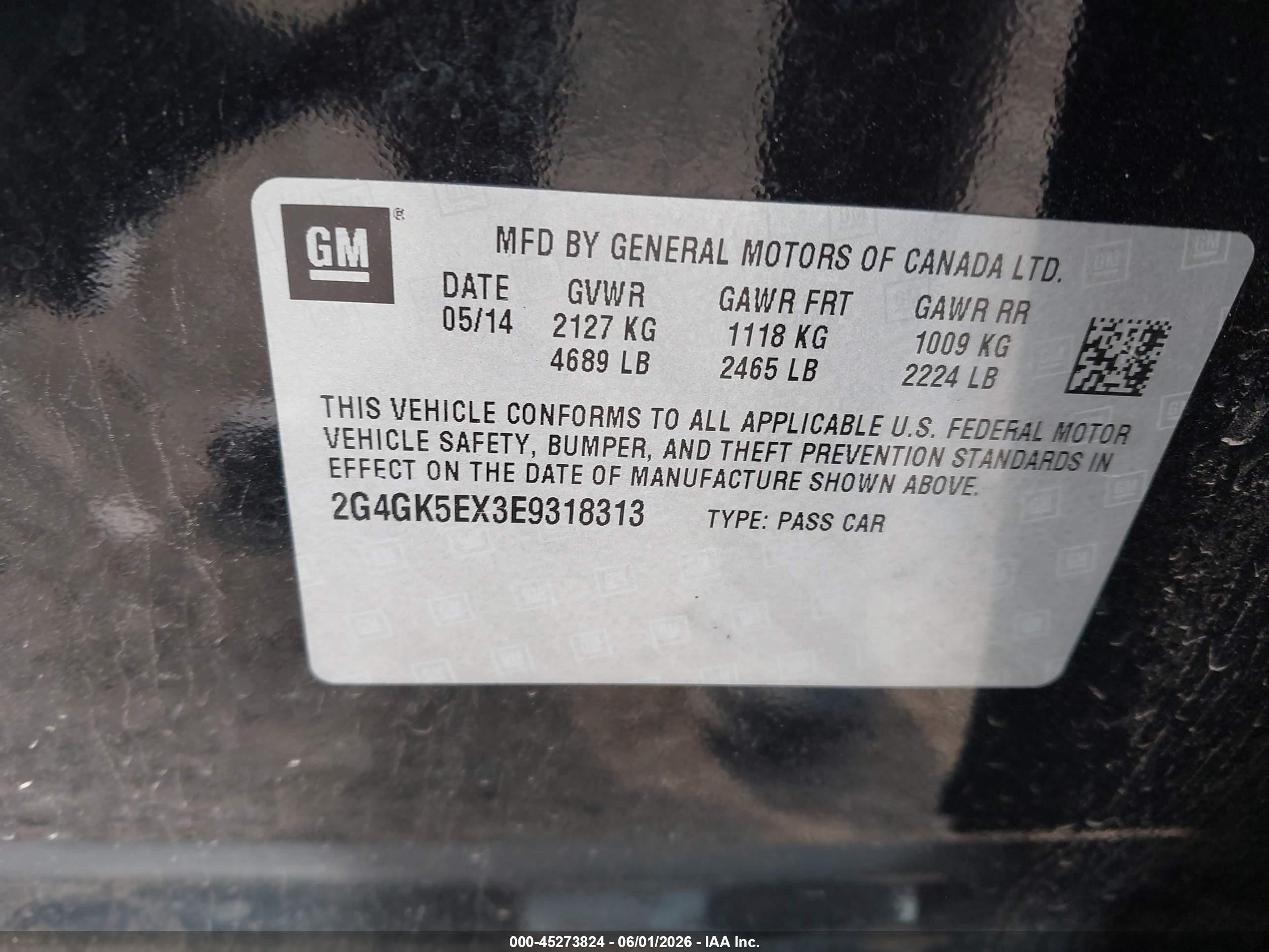 2014 Buick Regal Turbo Black vin: 2G4GK5EX3E9318313