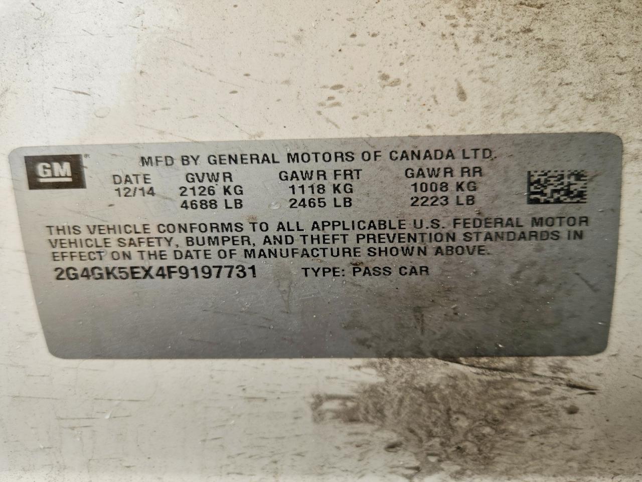 2015 Buick Regal White vin: 2G4GK5EX4F9197731