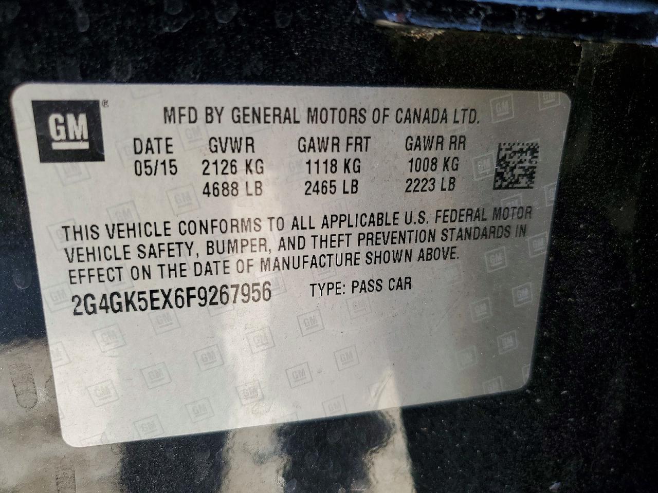 2015 Buick Regal Black vin: 2G4GK5EX6F9267956
