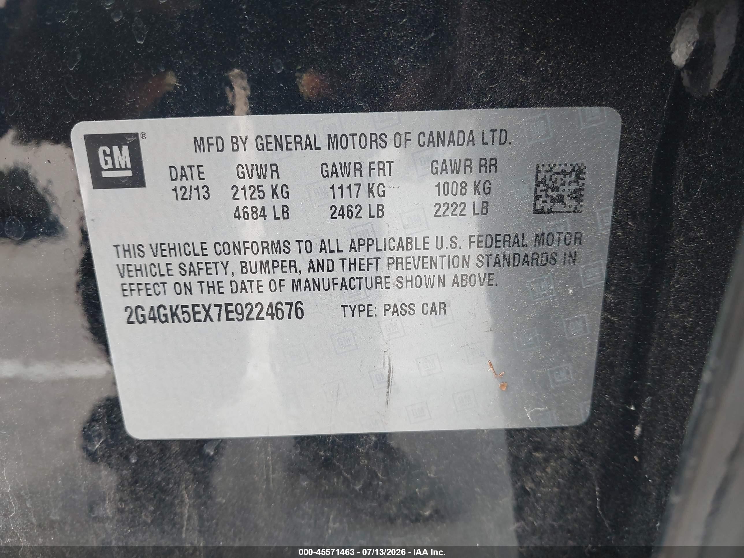2014 Buick Regal Turbo Black vin: 2G4GK5EX7E9224676