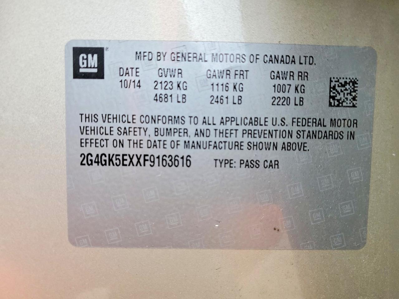 2015 Buick Regal Beige vin: 2G4GK5EXXF9163616