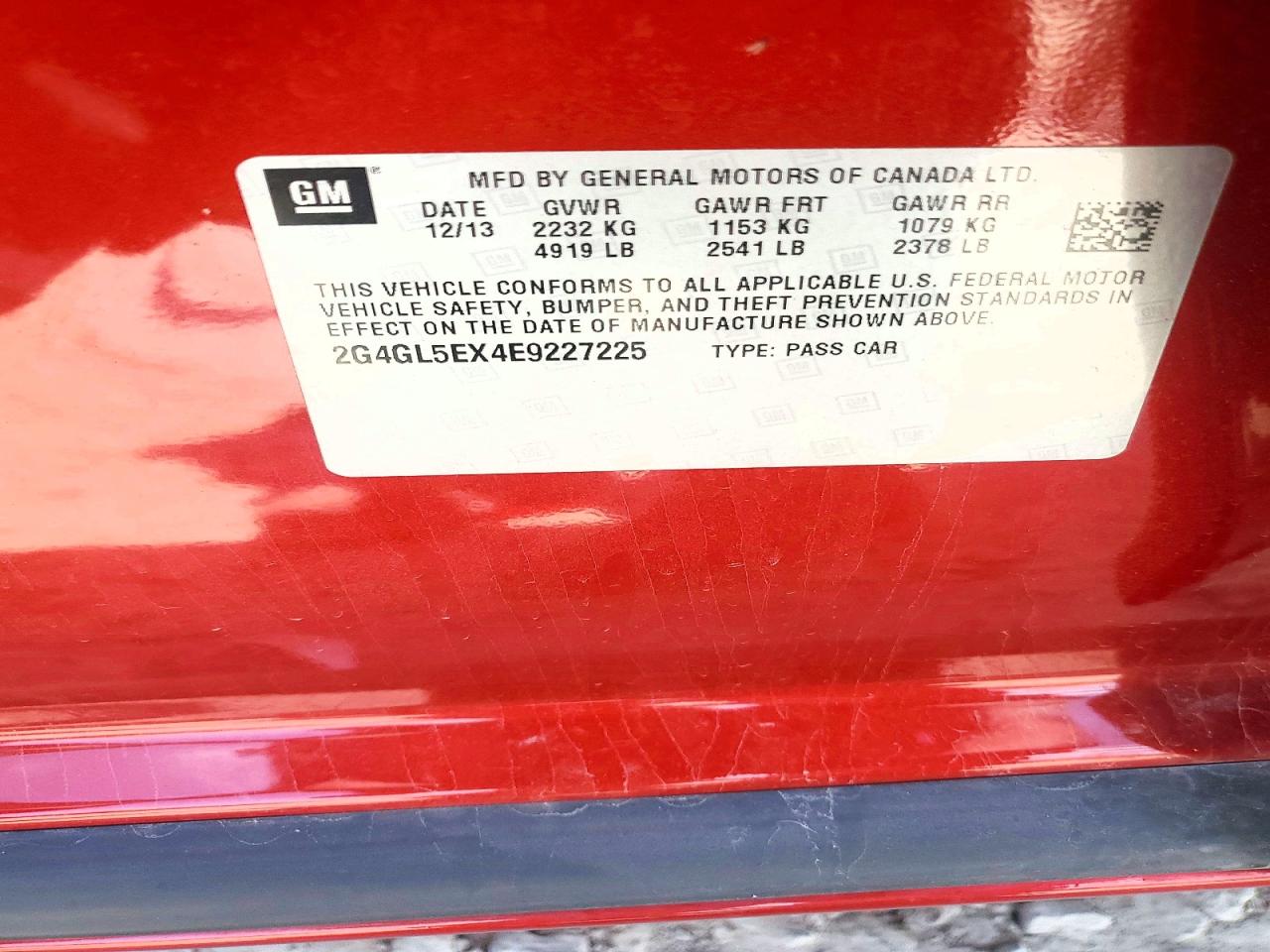 2014 Buick Regal Red vin: 2G4GL5EX4E9227225