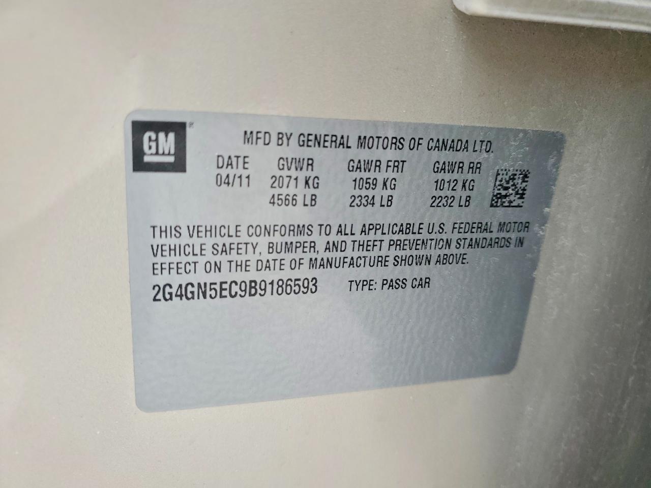 2011 Buick Regal Cxl Beige vin: 2G4GN5EC9B9186593