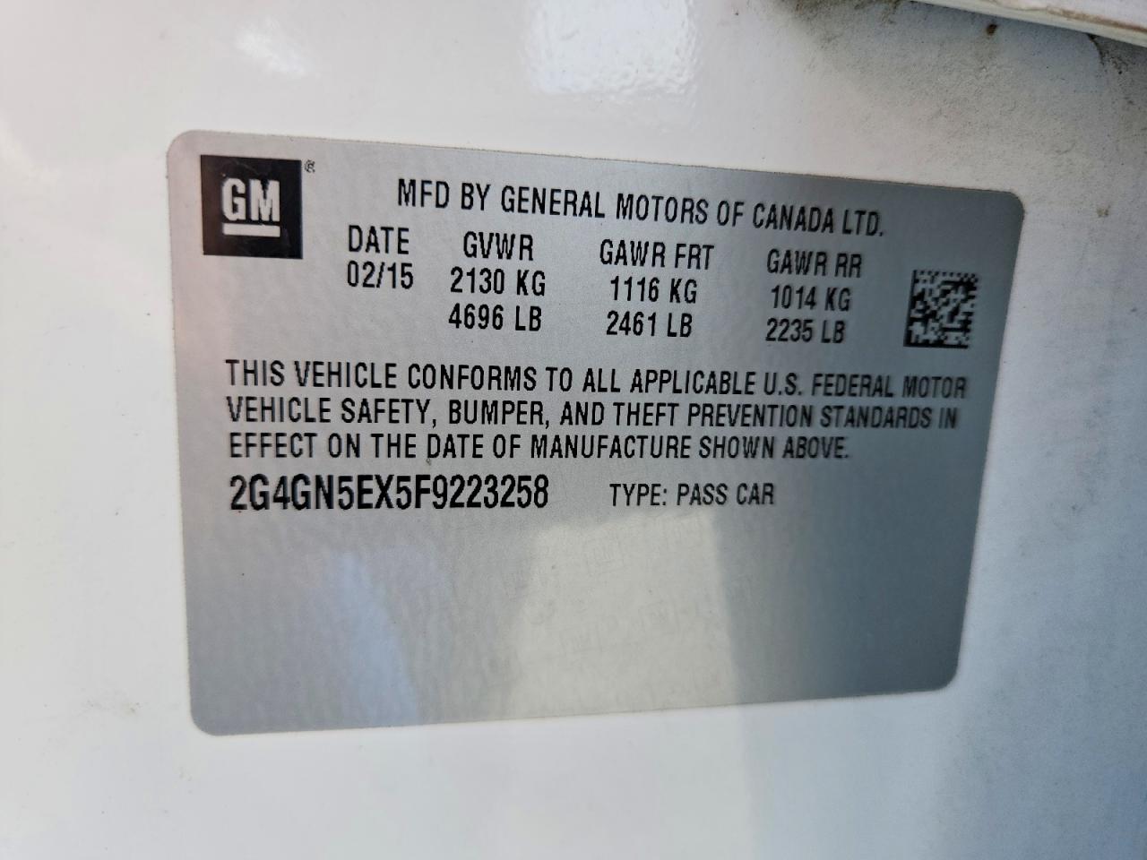 2015 Buick Regal Premium White vin: 2G4GN5EX5F9223258