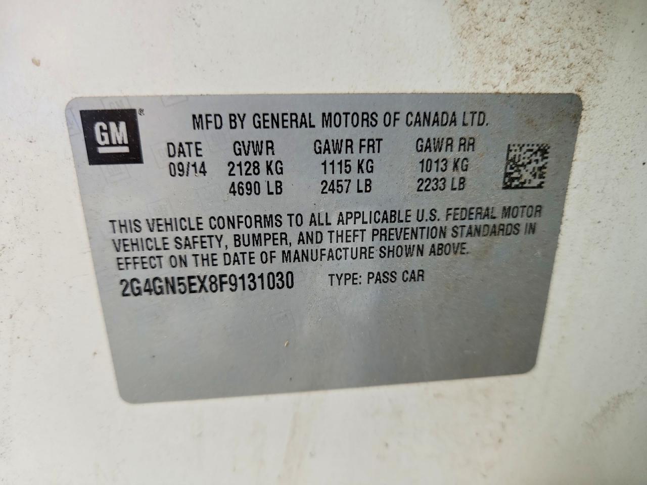 2015 Buick Regal Premium Белый vin: 2G4GN5EX8F9131030