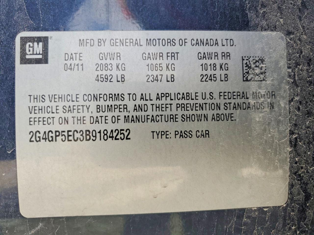 2011 Buick Regal Cxl Blue vin: 2G4GP5EC3B9184252