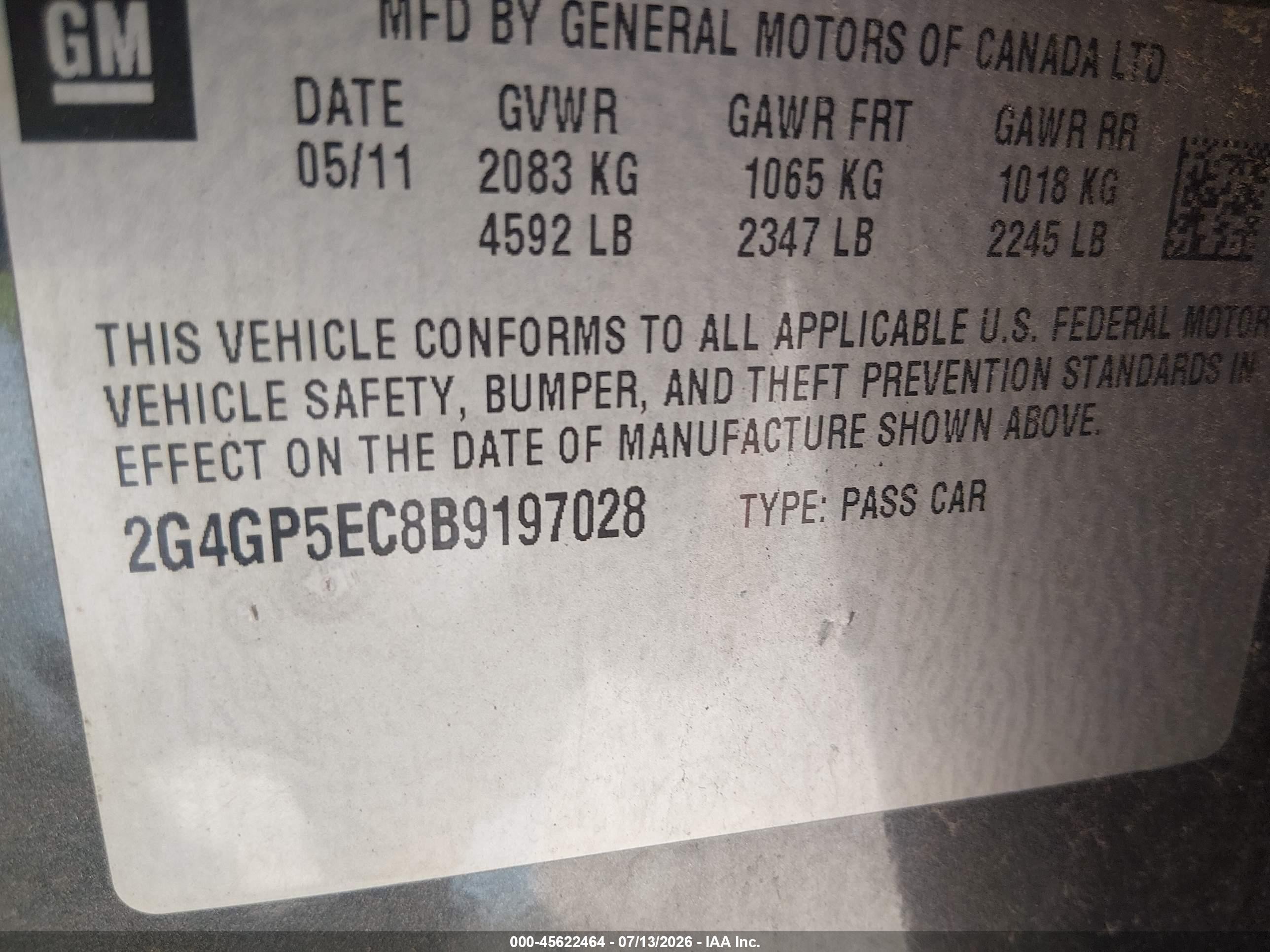 2011 Buick Regal Cxl Oshawa Brown vin: 2G4GP5EC8B9197028