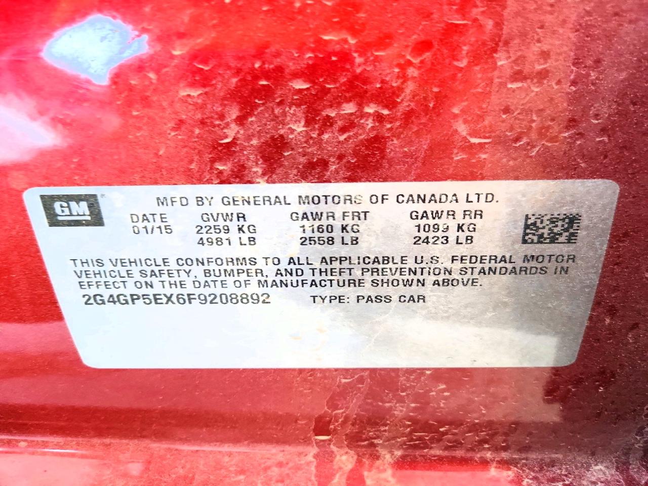 2015 Buick Regal Premium Бордовый vin: 2G4GP5EX6F9208892