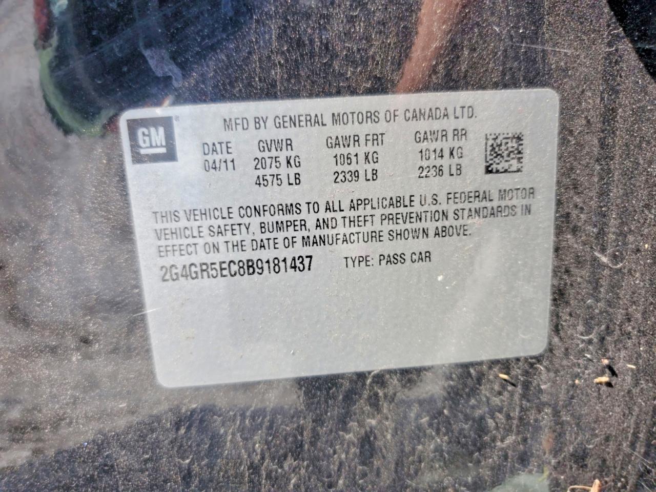 2011 Buick Regal Cxl Black vin: 2G4GR5EC8B9181437