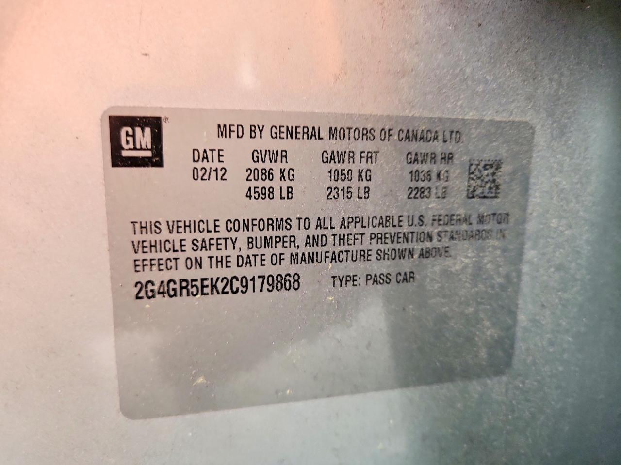 2012 Buick Regal Silver vin: 2G4GR5EK2C9179868