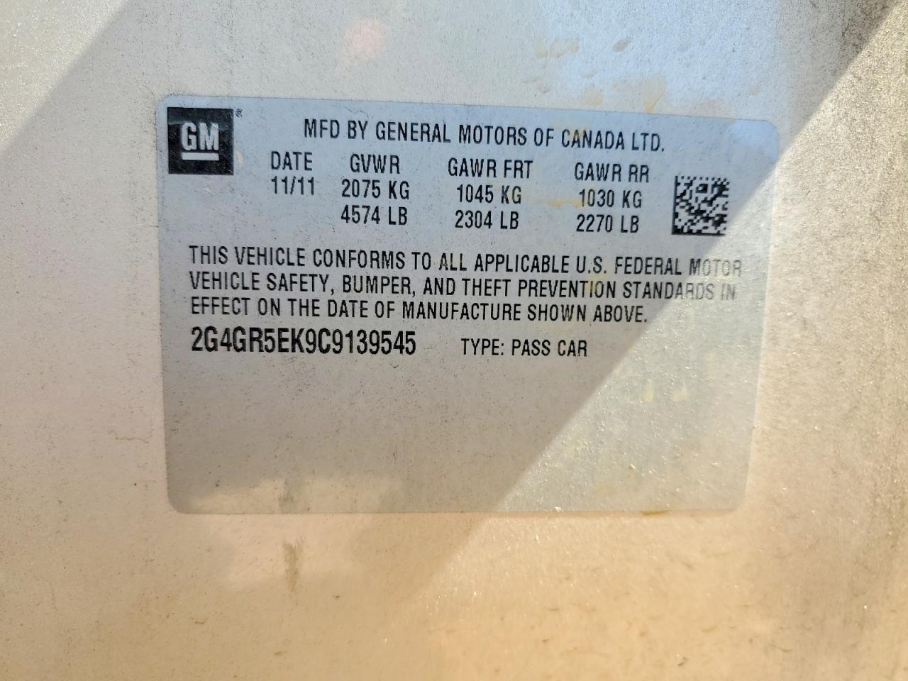 2012 Buick Regal Cream vin: 2G4GR5EK9C9139545