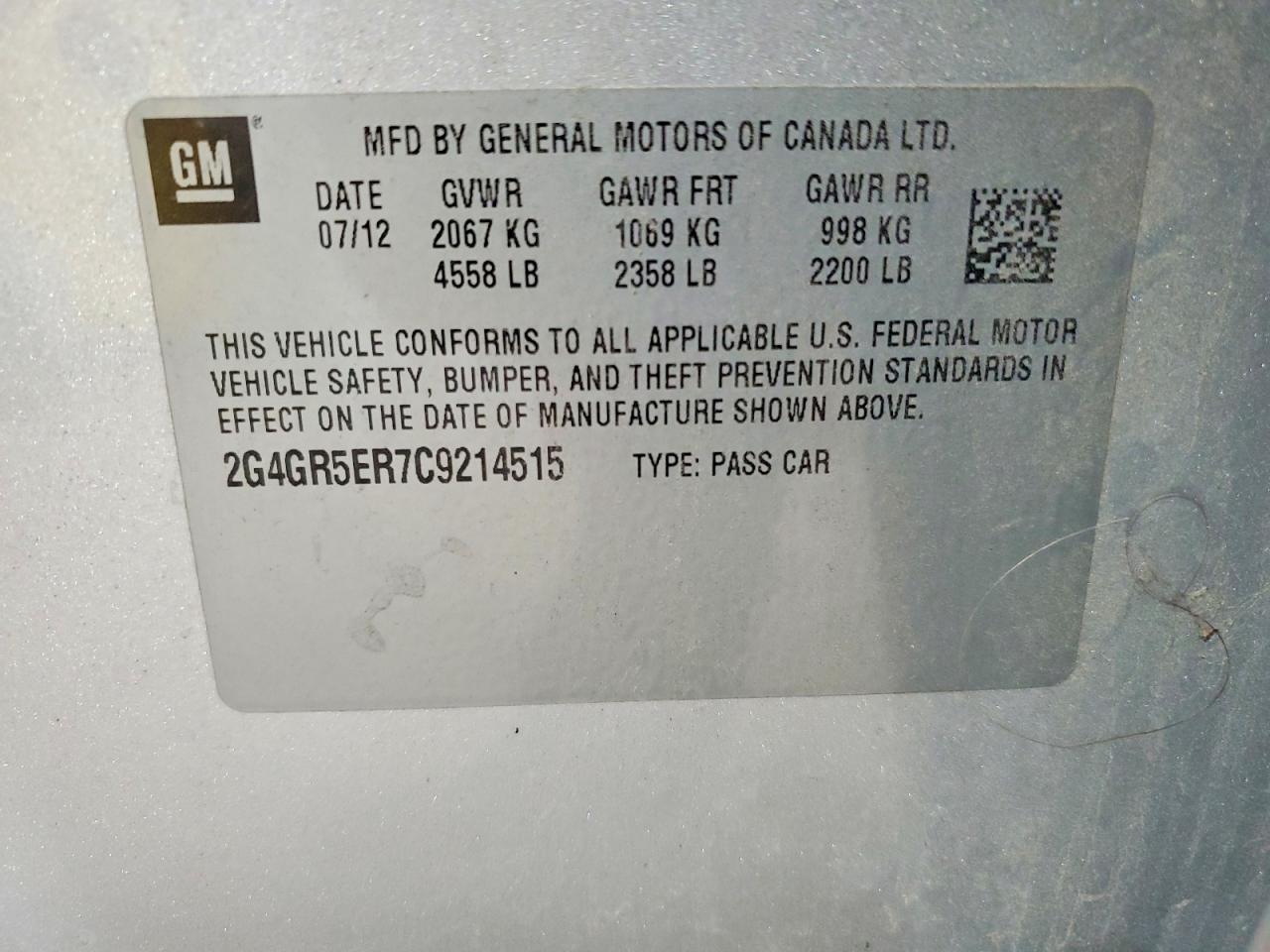 2012 Buick Regal Silver vin: 2G4GR5ER7C9214515