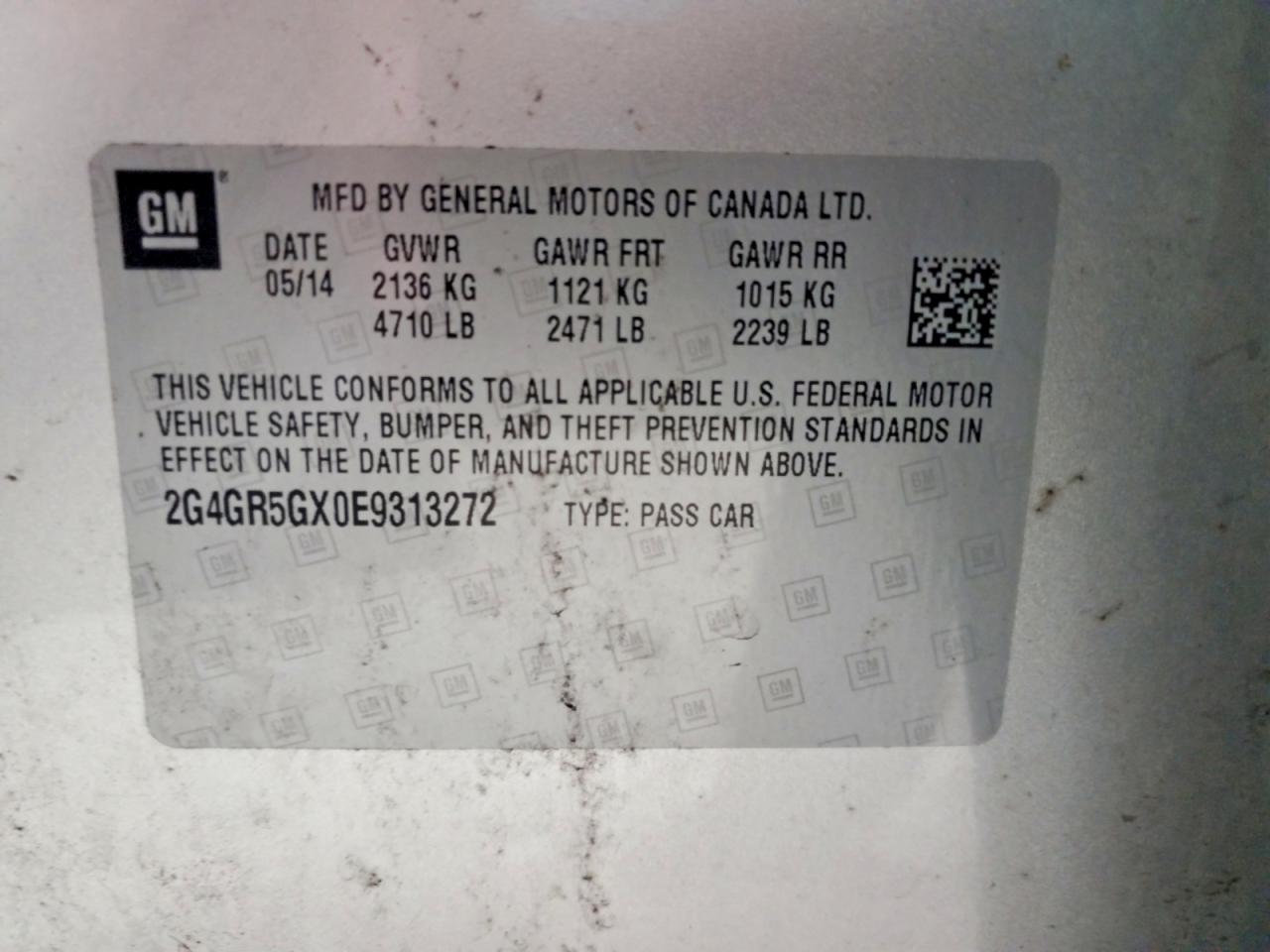 2014 Buick Regal Premium Silver vin: 2G4GR5GX0E9313272
