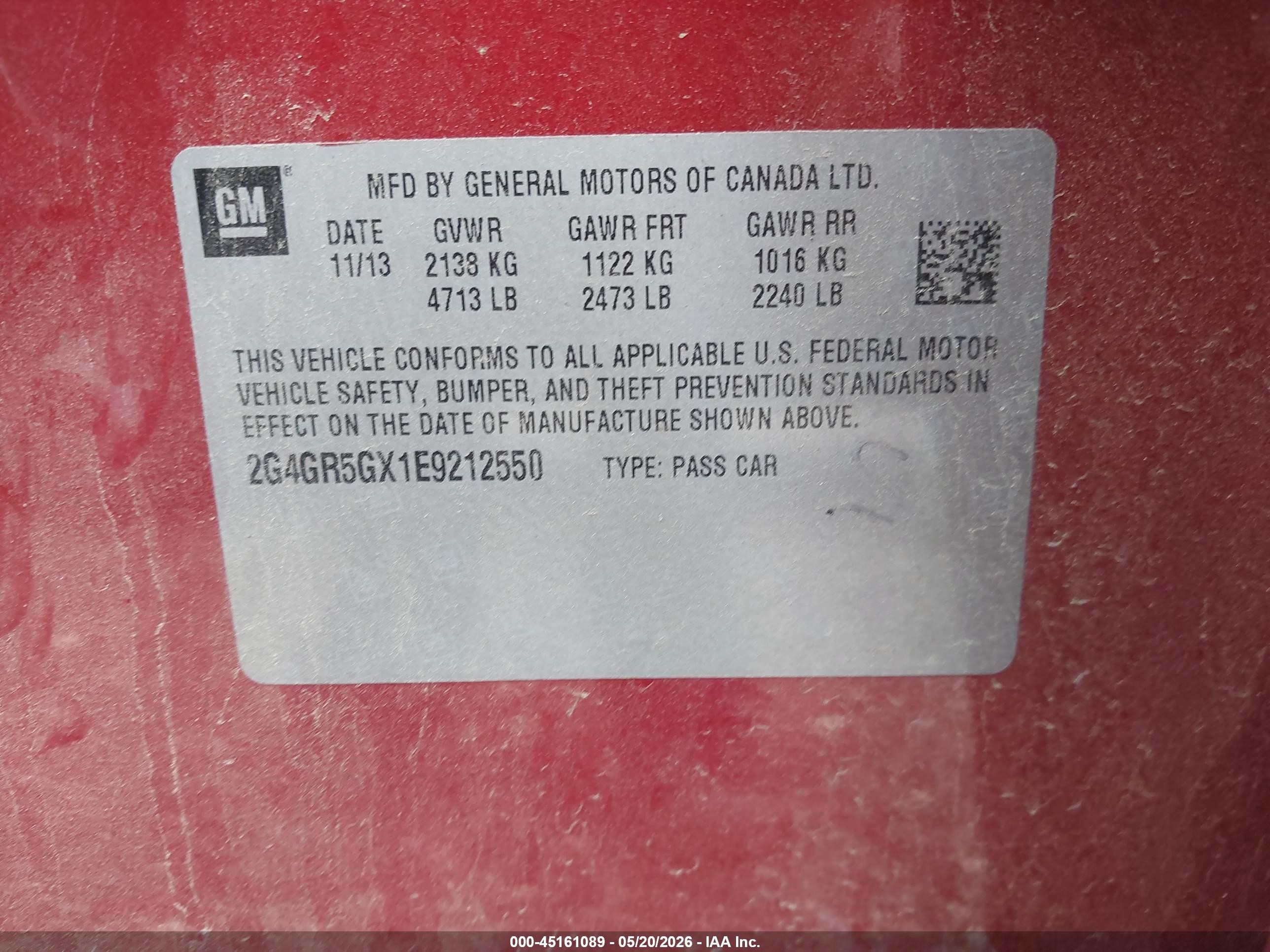 2014 Buick Regal Turbo Premium Ii Red vin: 2G4GR5GX1E9212550