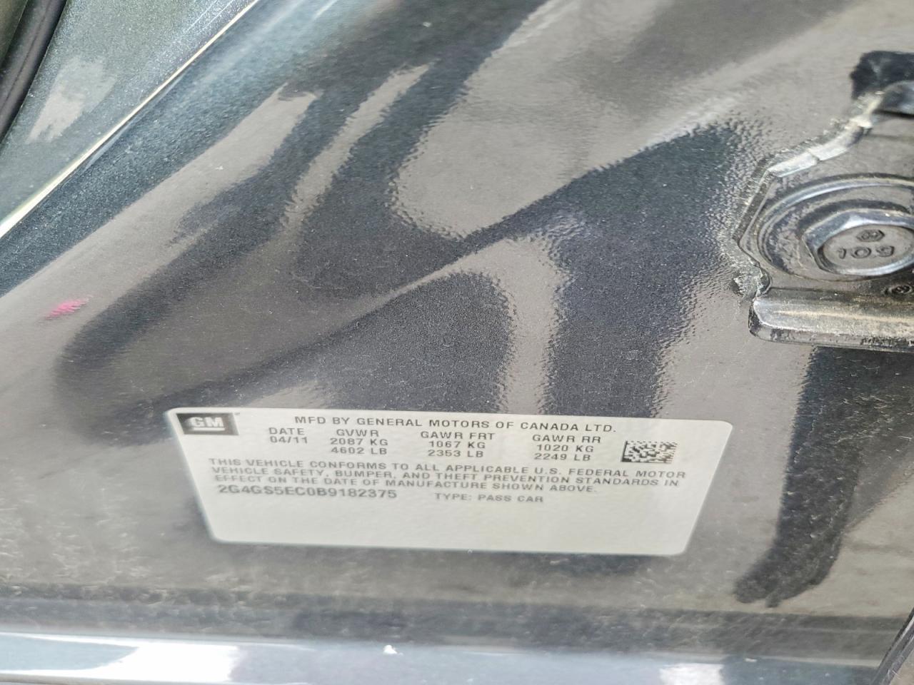 2011 Buick Regal Cxl Charcoal vin: 2G4GS5EC0B9182375