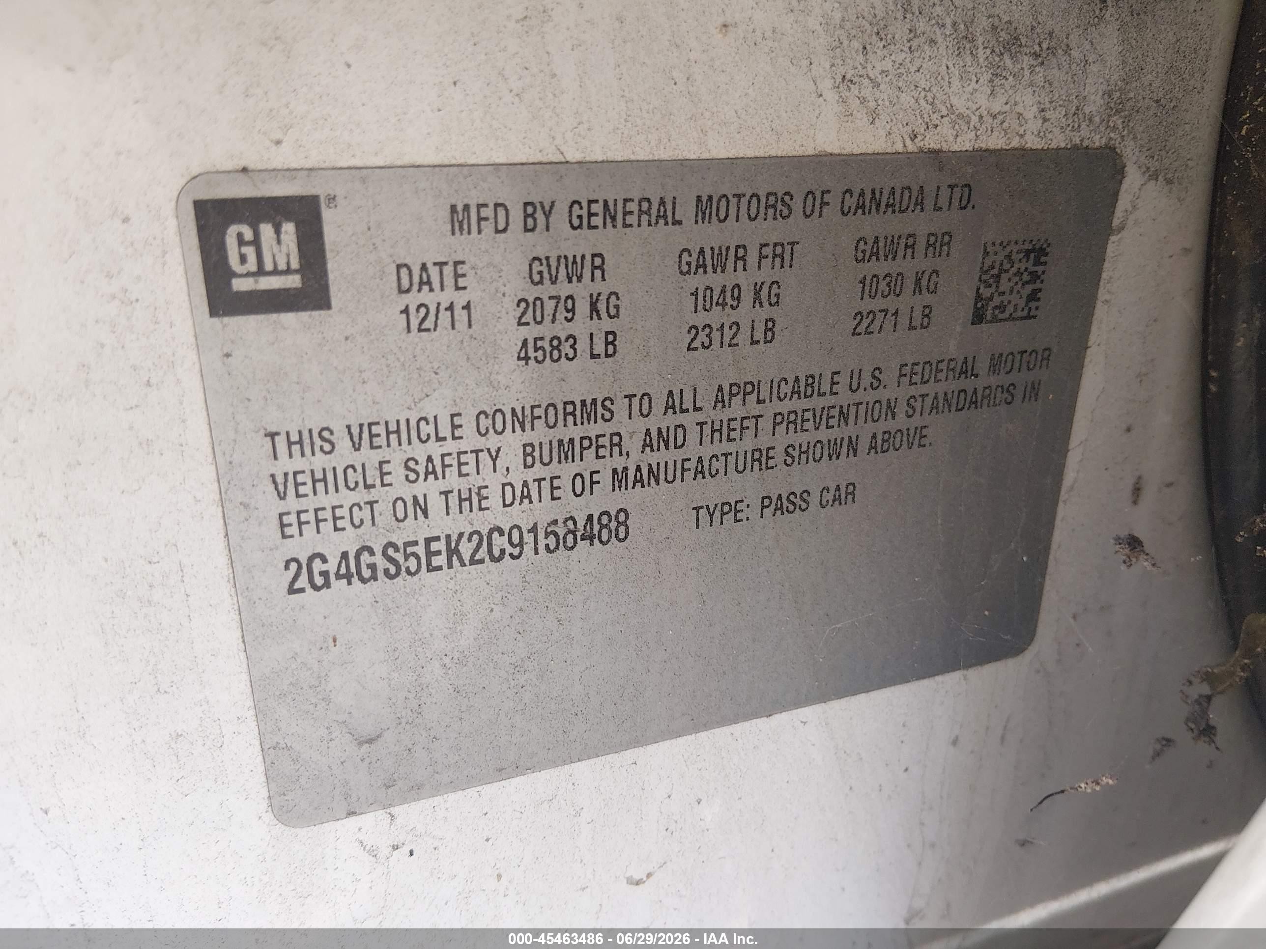 2012 Buick Regal Premium 1 White vin: 2G4GS5EK2C9158488