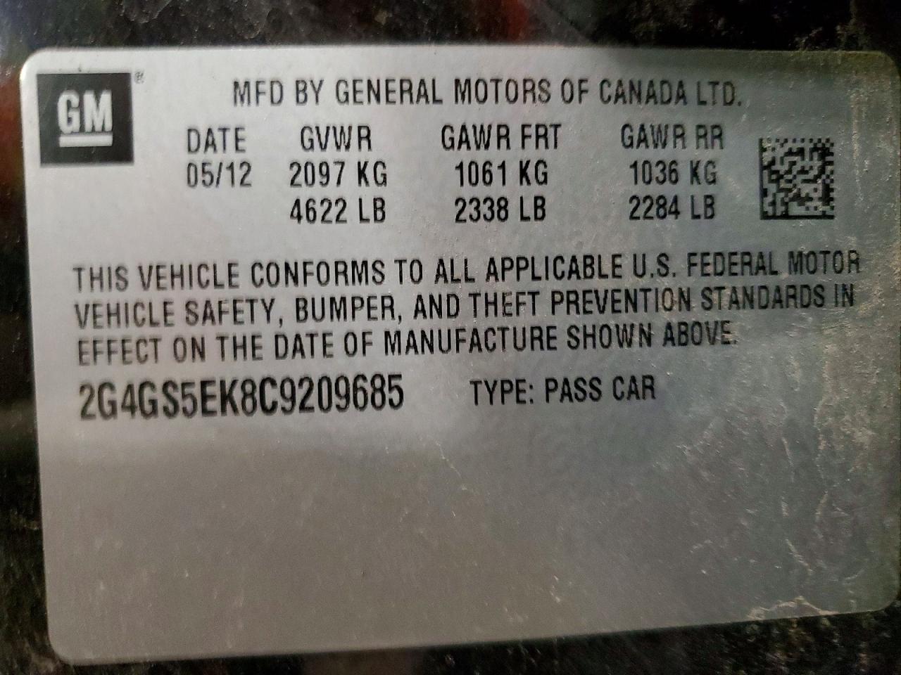 2012 Buick Regal Premium Black vin: 2G4GS5EK8C9209685