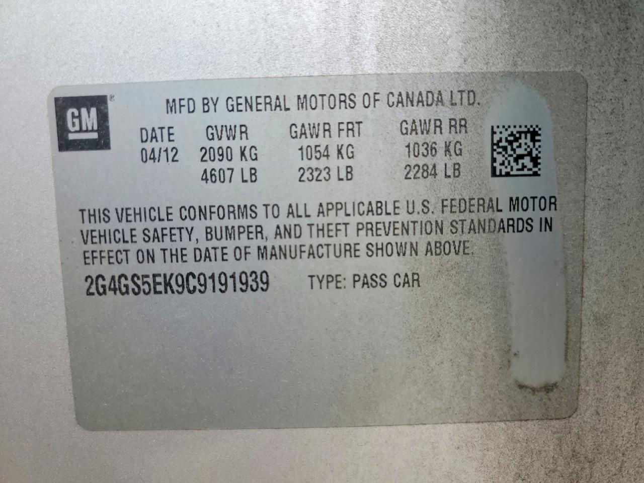 2012 Buick Regal Premium Silver vin: 2G4GS5EK9C9191939