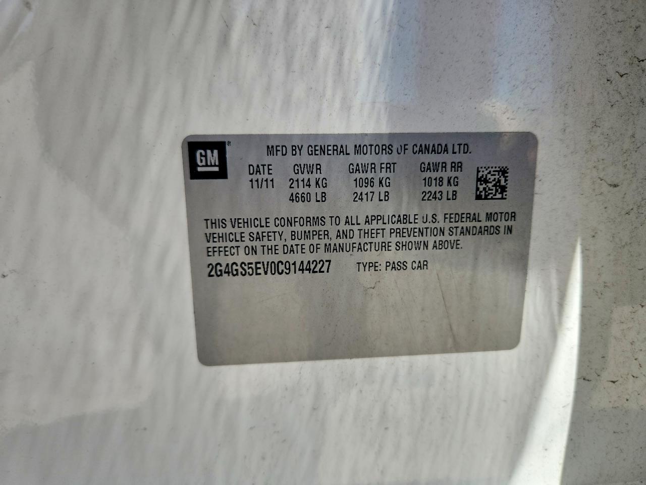 2012 Buick Regal Premium White vin: 2G4GS5EV0C9144227