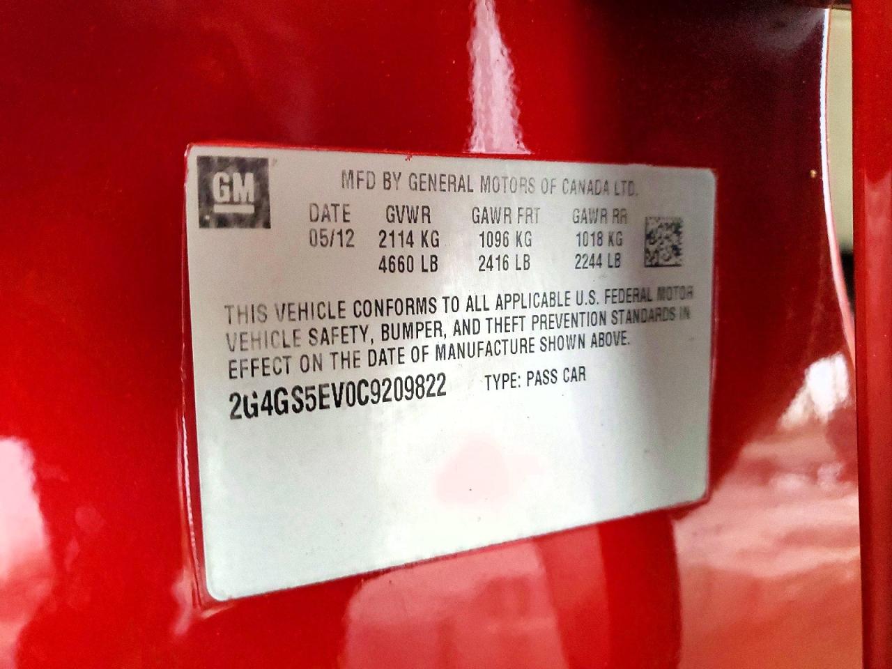 2012 Buick Regal Premium Red vin: 2G4GS5EV0C9209822