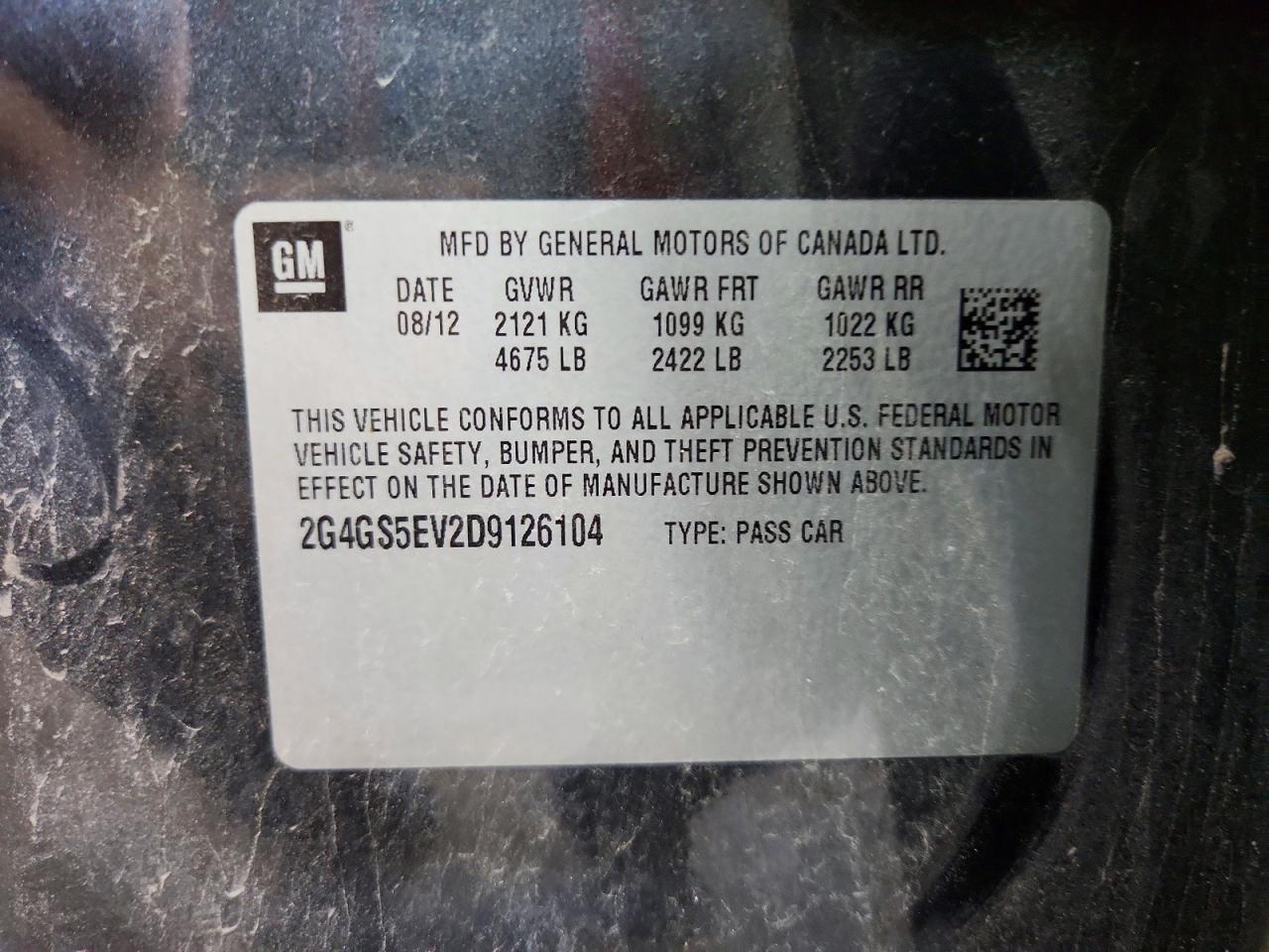 2013 Buick Regal Premium Charcoal vin: 2G4GS5EV2D9126104