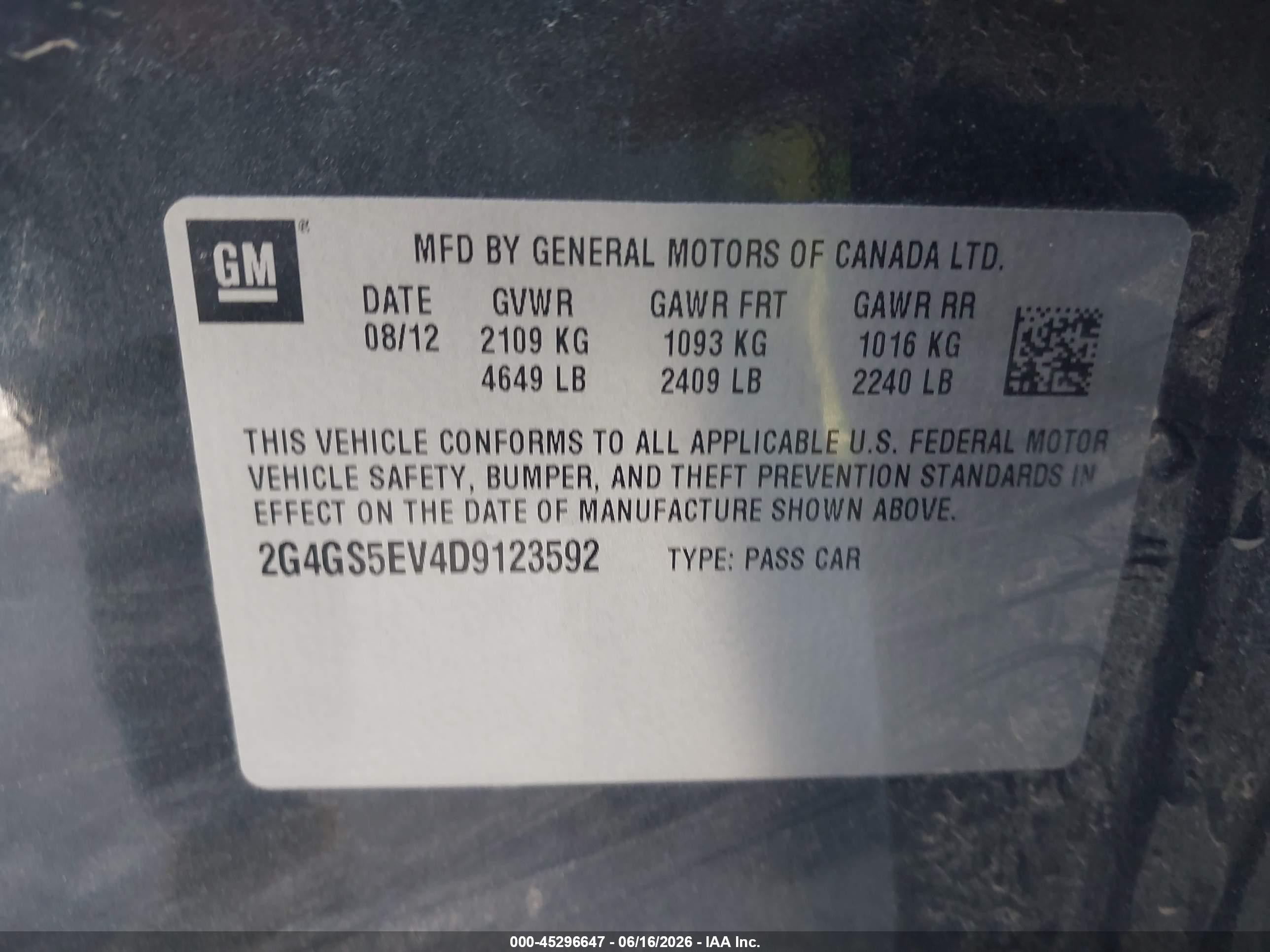 2013 Buick Regal Turbo - Premium 1 Black vin: 2G4GS5EV4D9123592