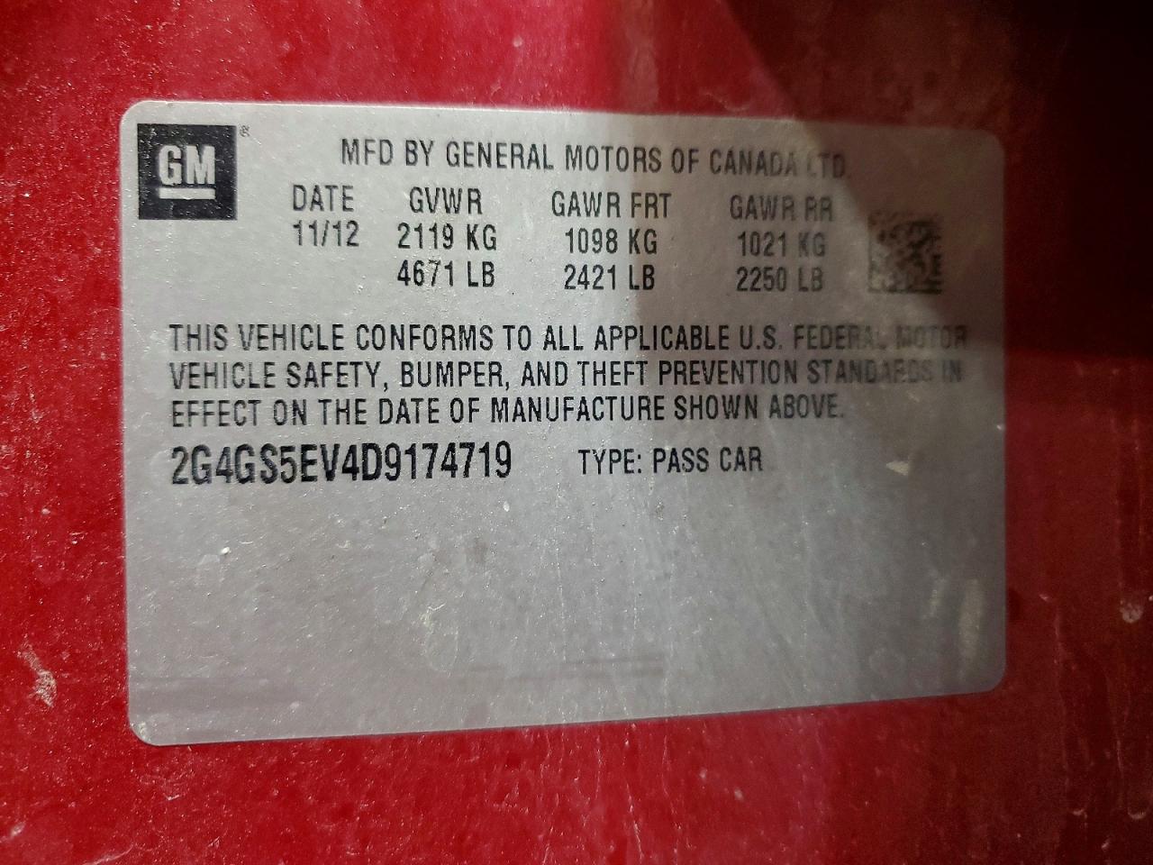 2013 Buick Regal Premium Red vin: 2G4GS5EV4D9174719