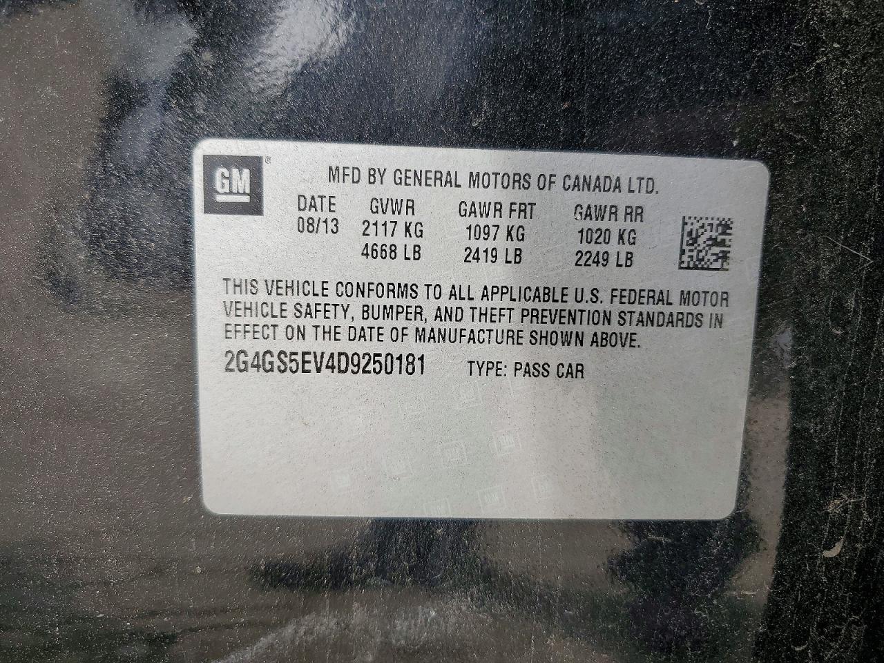 2013 Buick Regal Premium Black vin: 2G4GS5EV4D9250181
