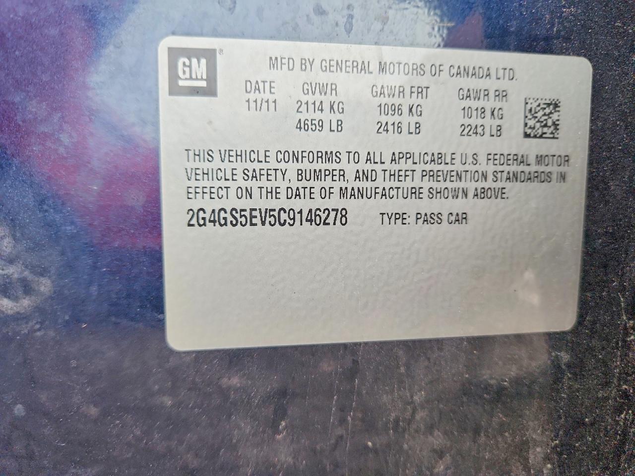 2012 Buick Regal Premium Синий vin: 2G4GS5EV5C9146278