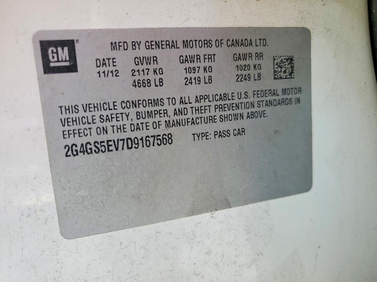 2013 Buick Regal Premium White vin: 2G4GS5EV7D9167568