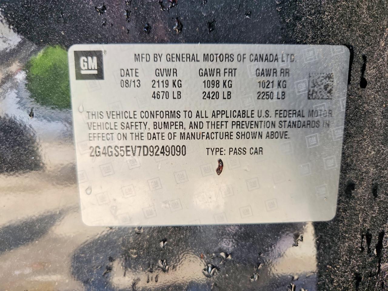 2013 Buick Regal Premium Charcoal vin: 2G4GS5EV7D9249090