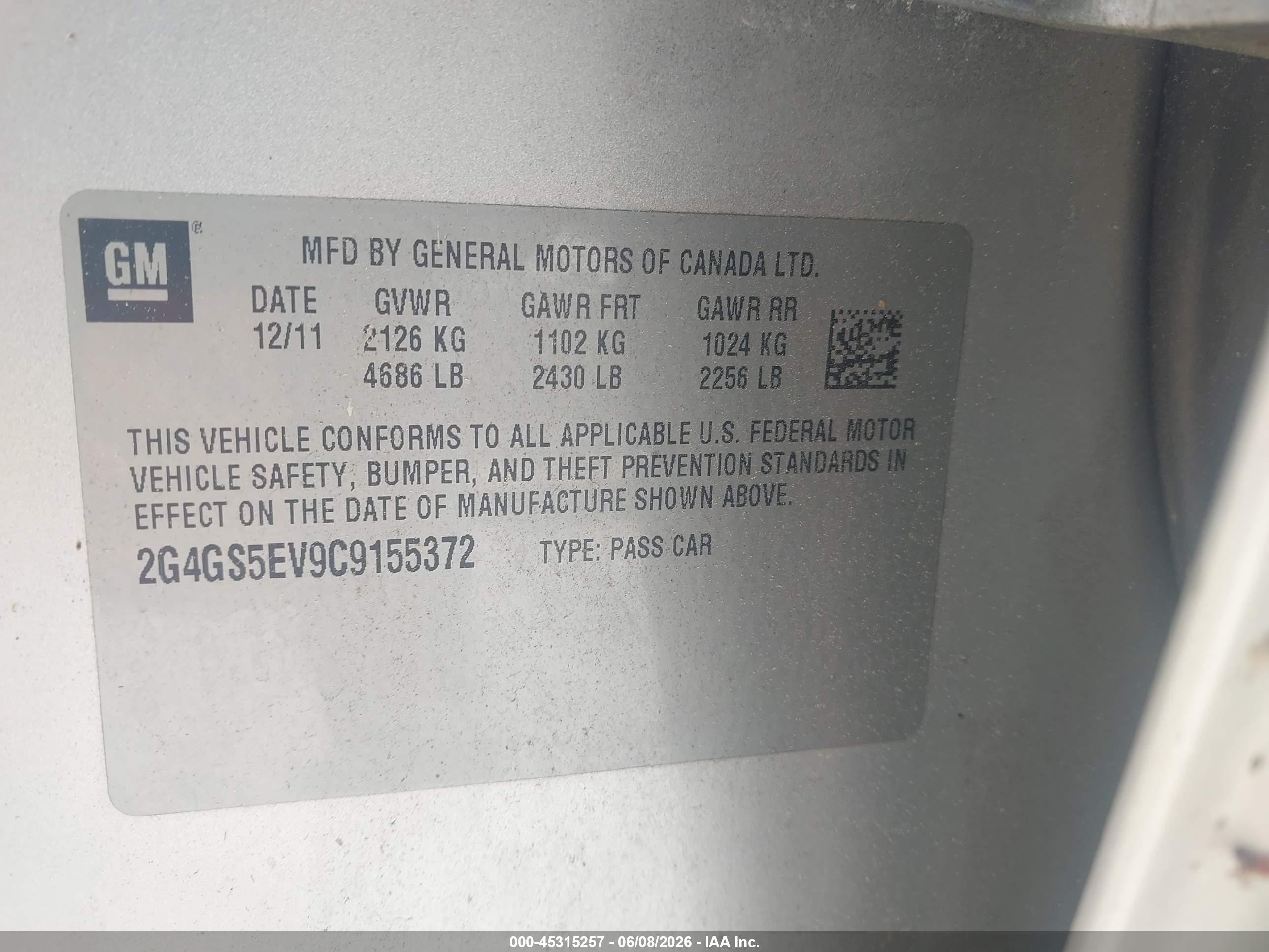 2012 Buick Regal Turbo - Premium 1 Silver vin: 2G4GS5EV9C9155372