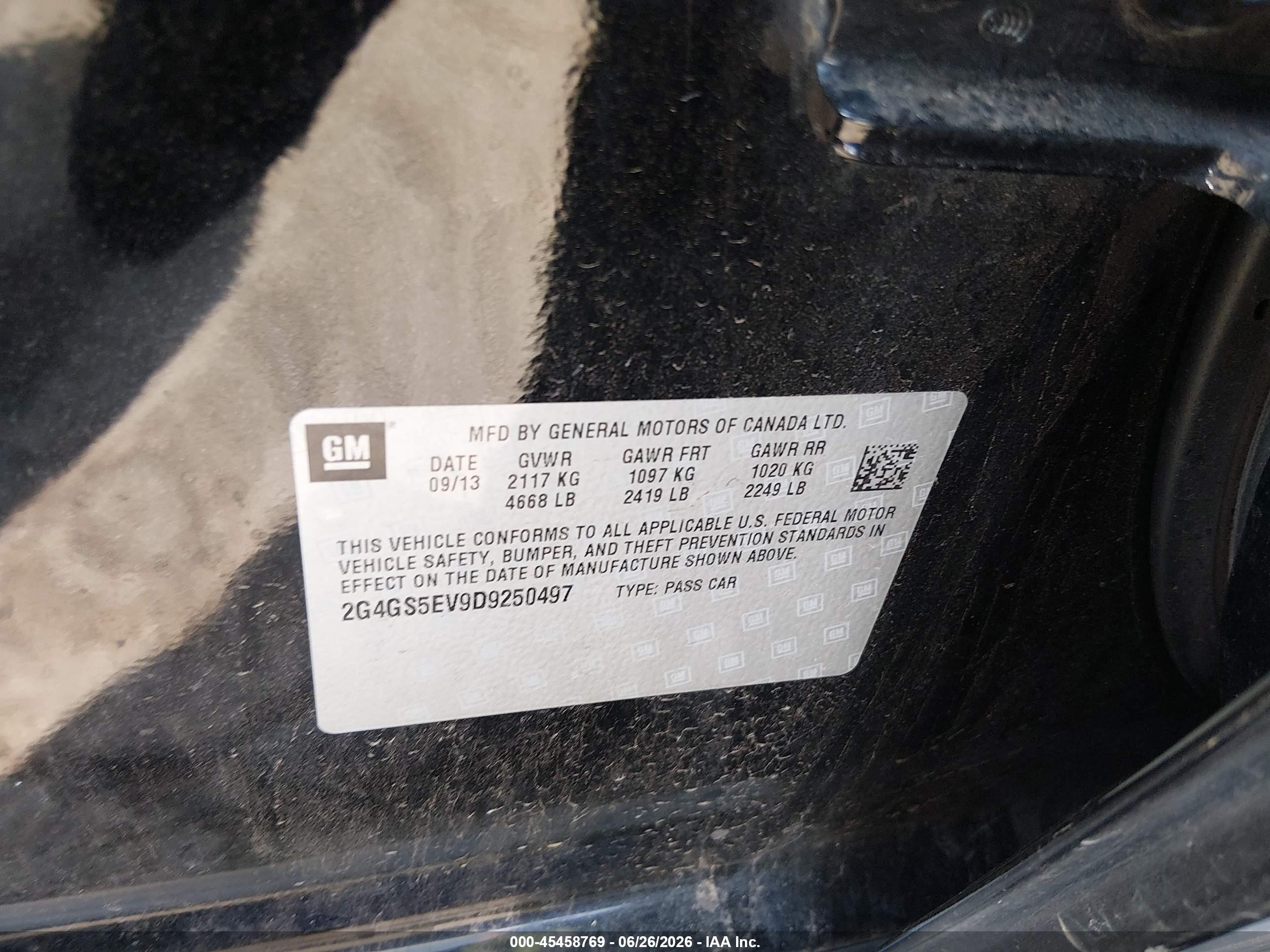 2013 Buick Regal Turbo - Premium 1 Black vin: 2G4GS5EV9D9250497