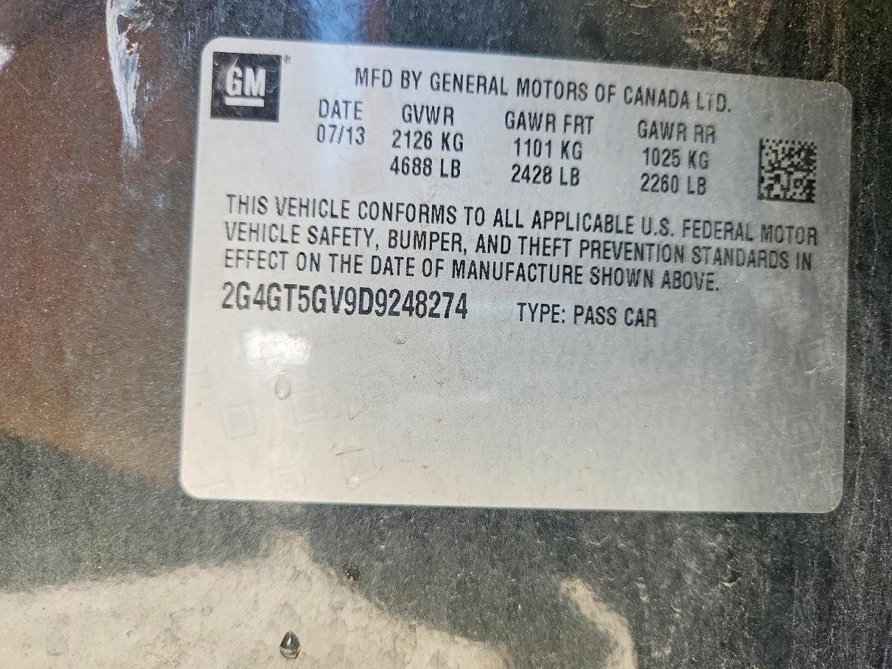 2013 Buick Regal Premium Charcoal vin: 2G4GT5GV9D9248274