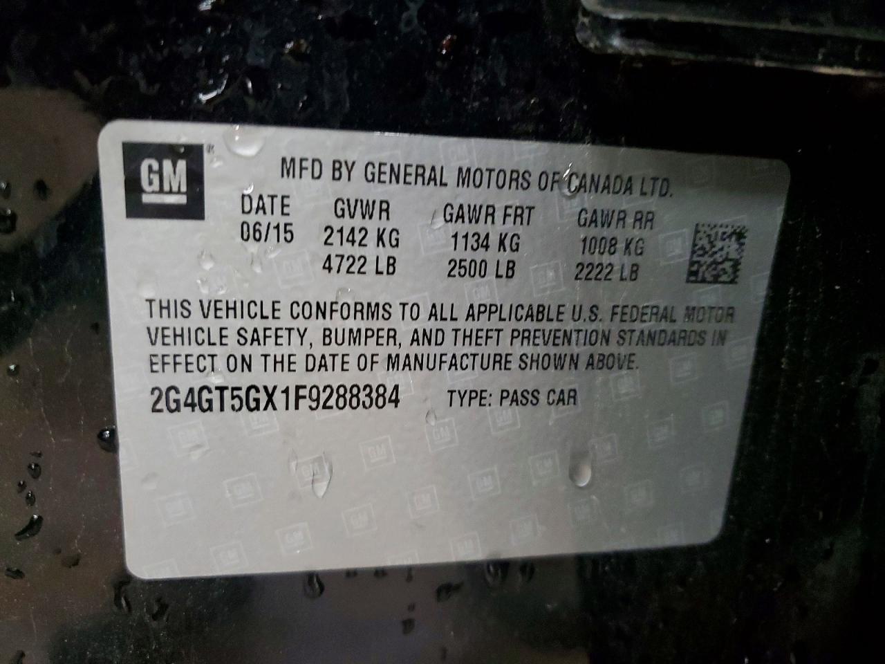 2015 Buick Regal Gs Черный vin: 2G4GT5GX1F9288384