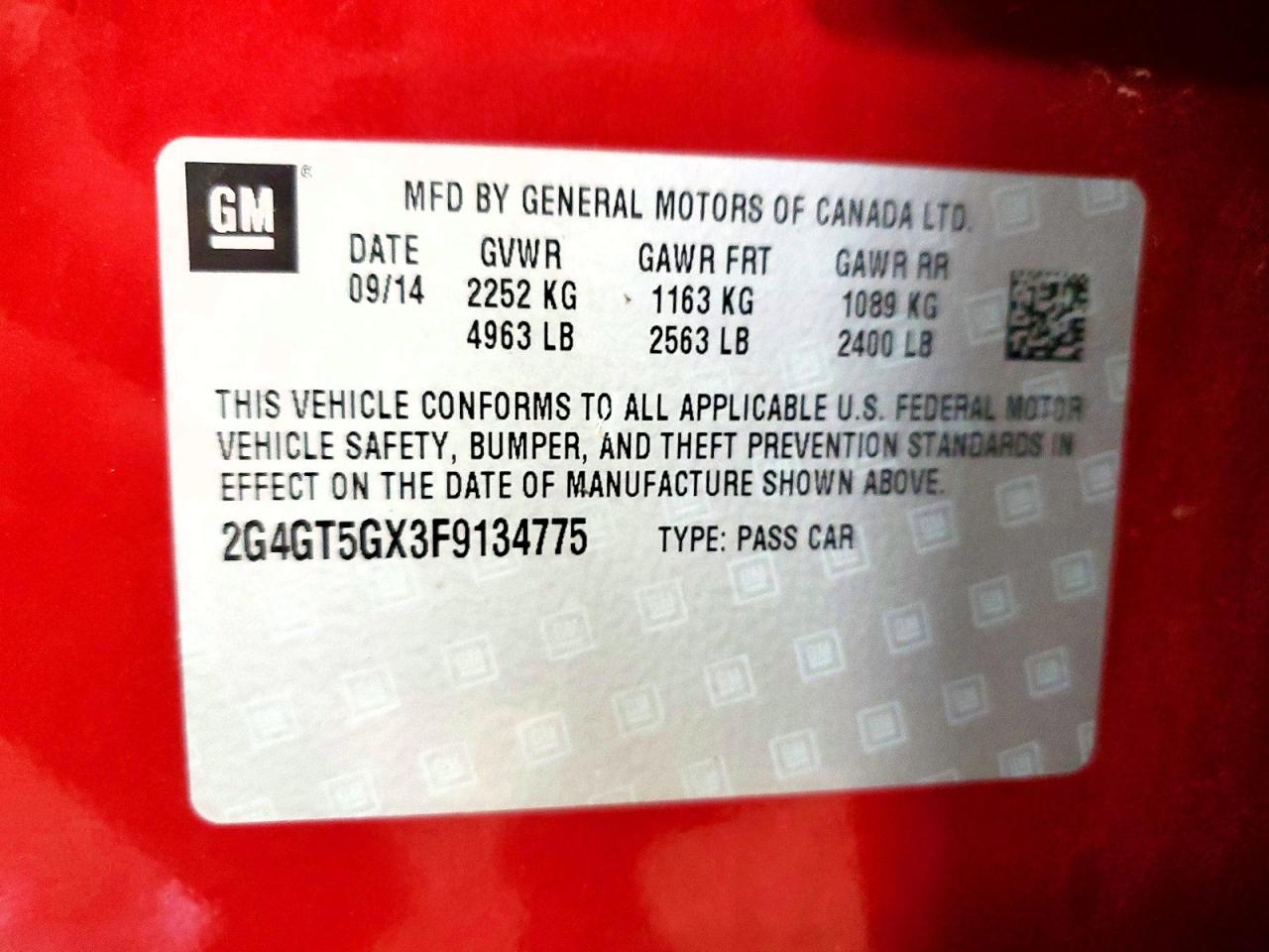 2015 Buick Regal Gs Red vin: 2G4GT5GX3F9134775