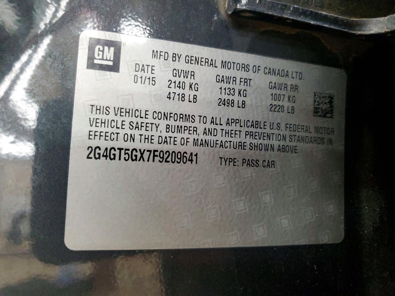 2015 Buick Regal Gs Charcoal vin: 2G4GT5GX7F9209641