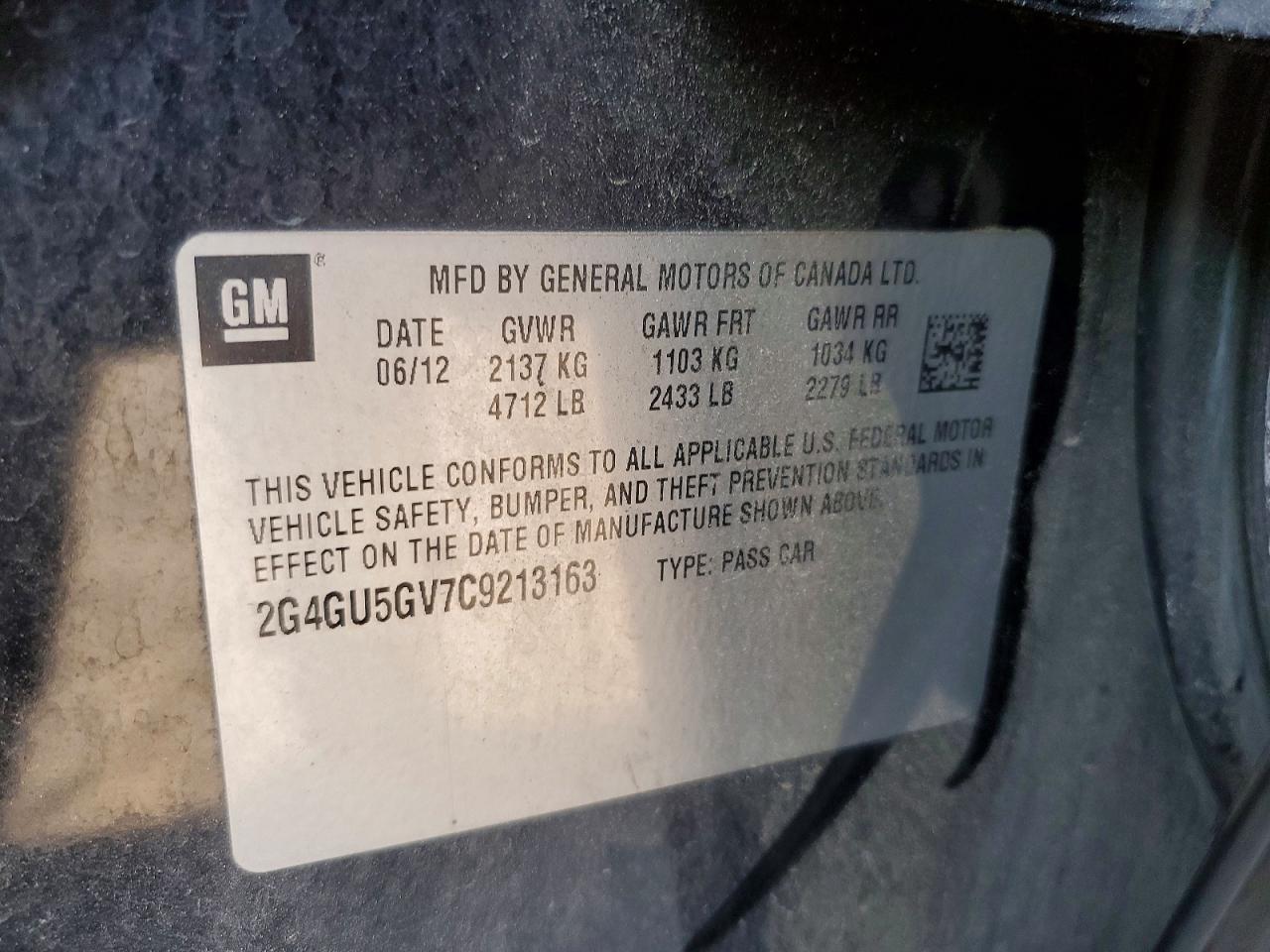 2012 Buick Regal Premium Black vin: 2G4GU5GV7C9213163
