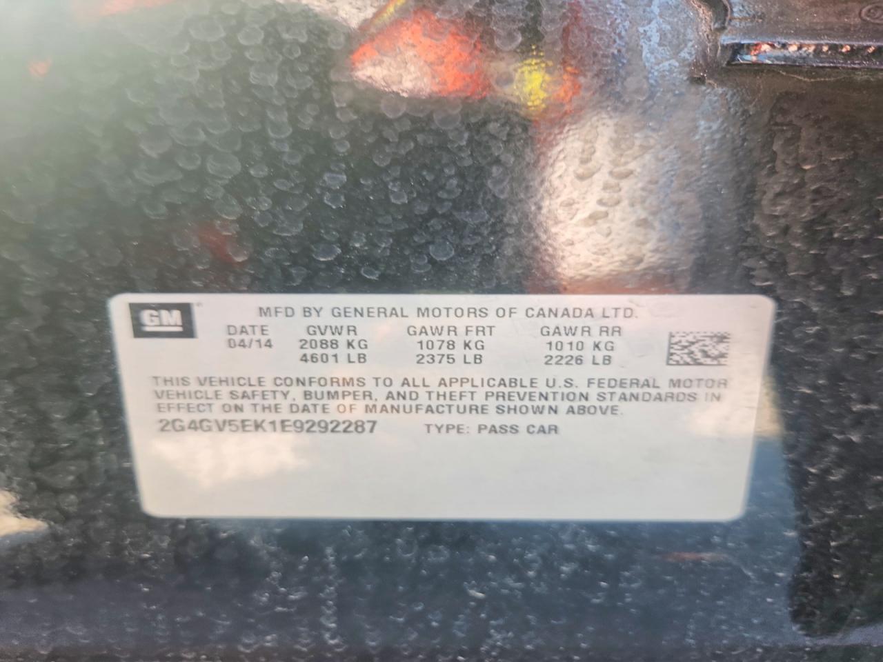 2014 Buick Regal Black vin: 2G4GV5EK1E9292287