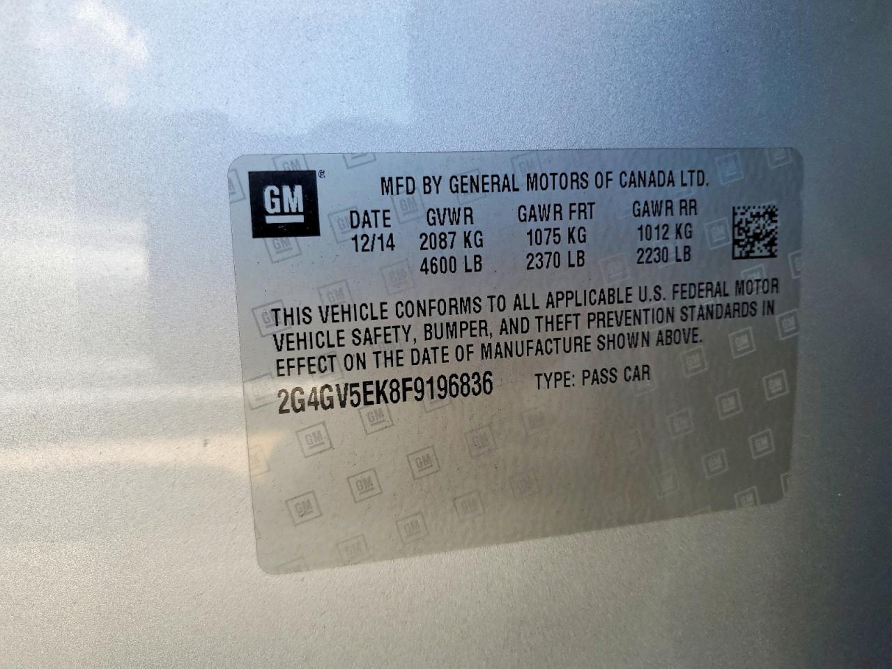 2015 Buick Regal Silver vin: 2G4GV5EK8F9196836